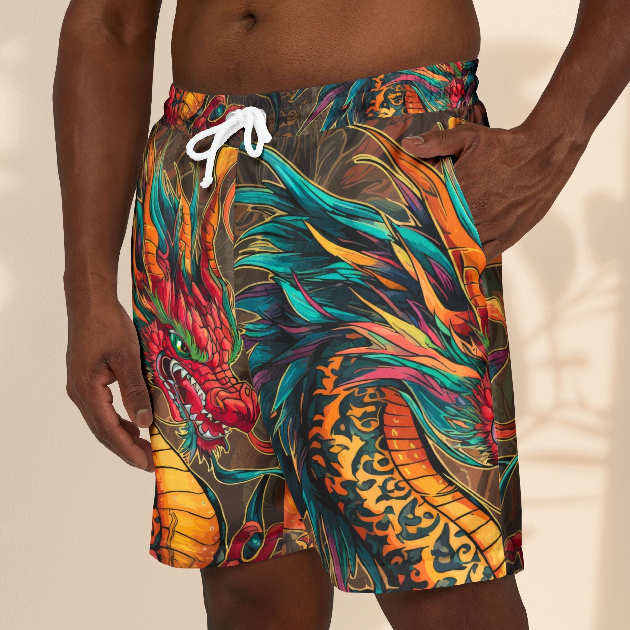 Fire Dragon Unisex Swim Shorts | Bold Beach & Pool Party Style