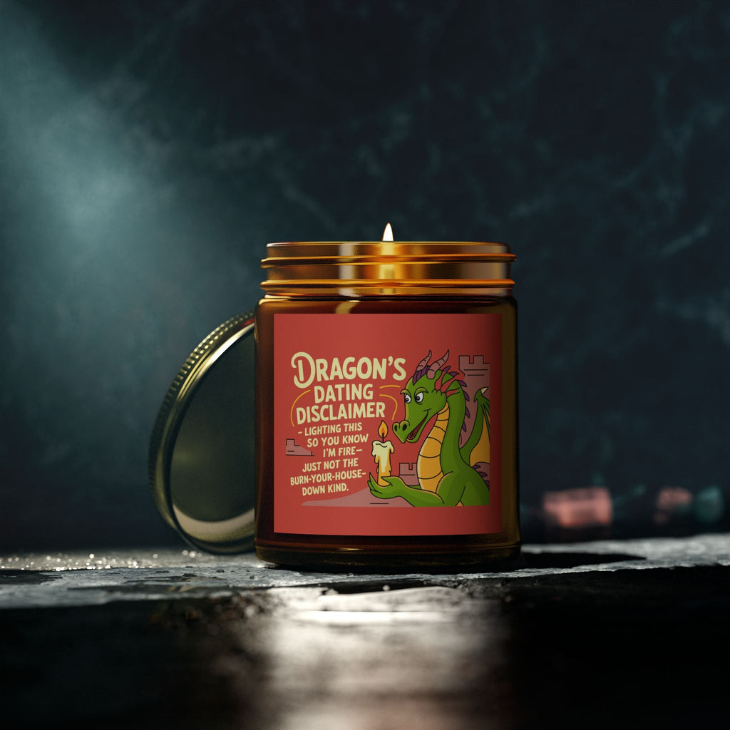 Dragon Dating Disclaimer Scented Candles, Coconut Apricot Wax (4oz, 9oz)