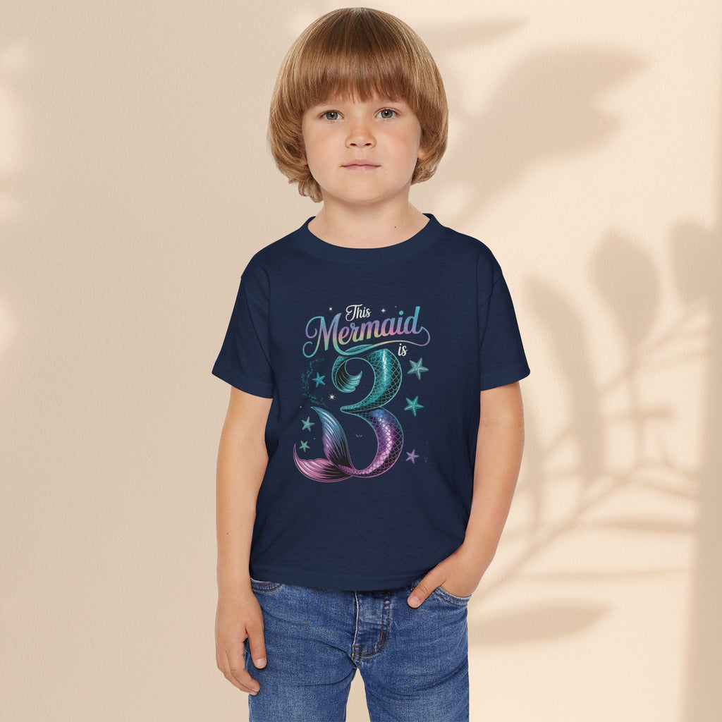 Age 3 Mermaid Toddler T-Shirt | Cute Birthday Gift for Kids