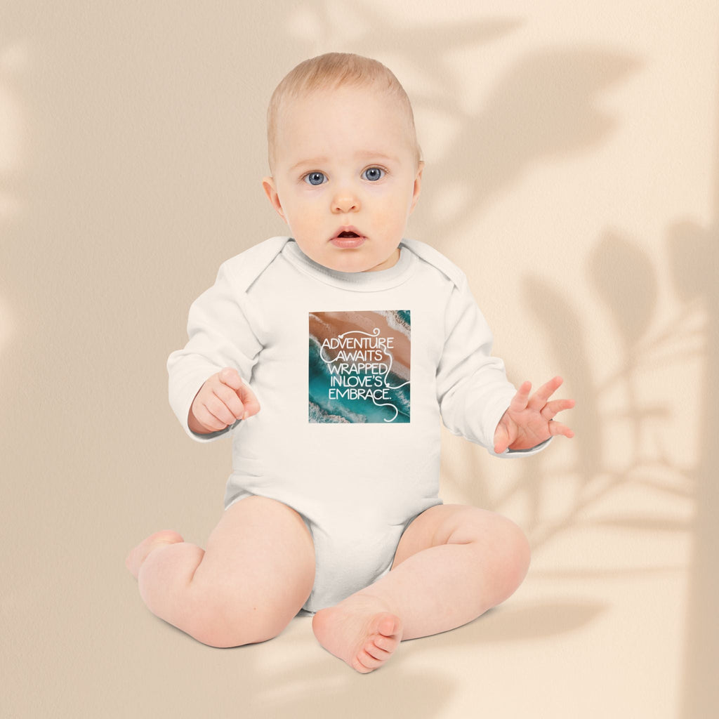 Adventure Awaits Organic Baby Bodysuit | Long Sleeve Baby Outfit