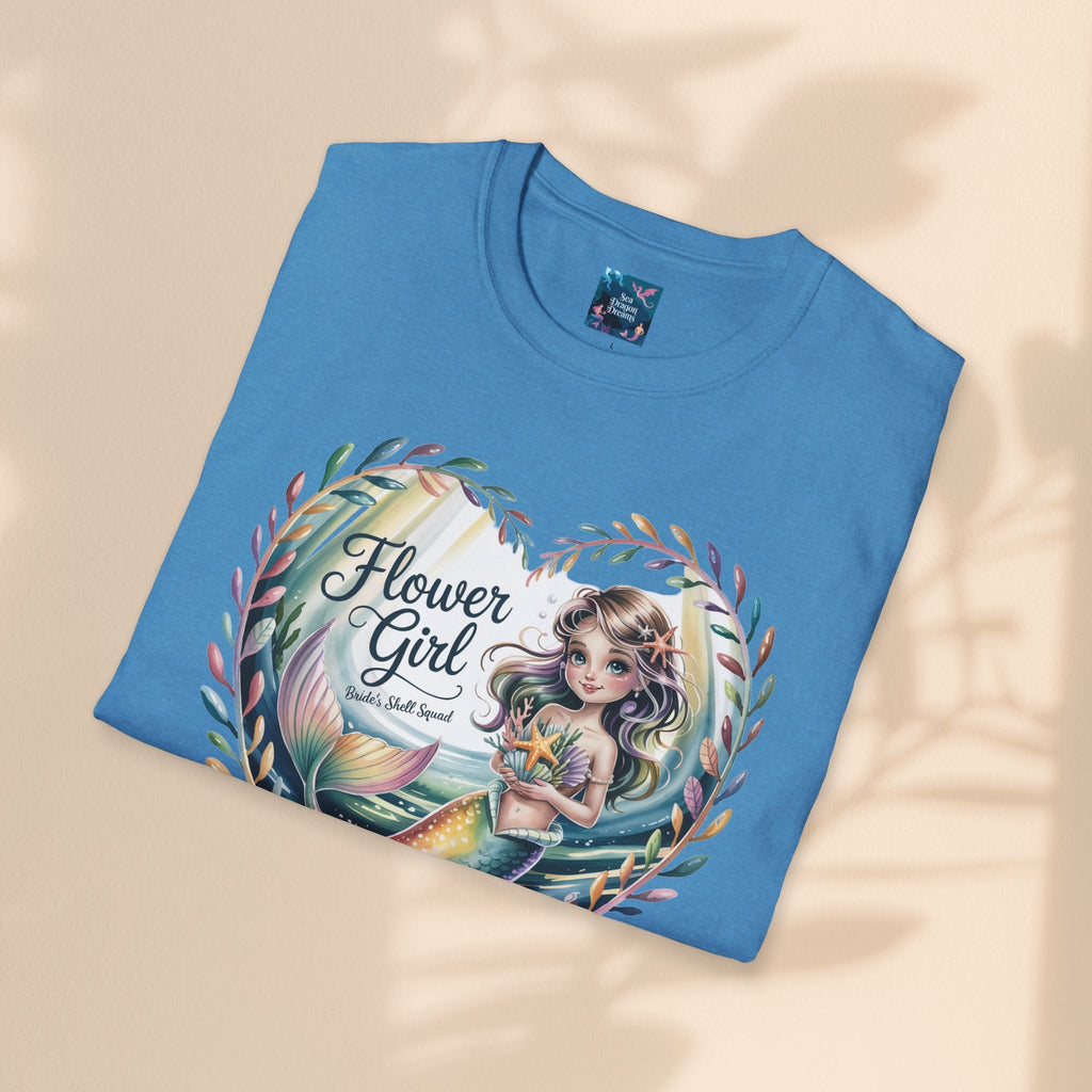 Flower Girl T-Shirt, Cute Flower Girl Apparel, Wedding Gift, Kids Birthday, Girly T-Shirt, Mermaid Design, Special Occasion