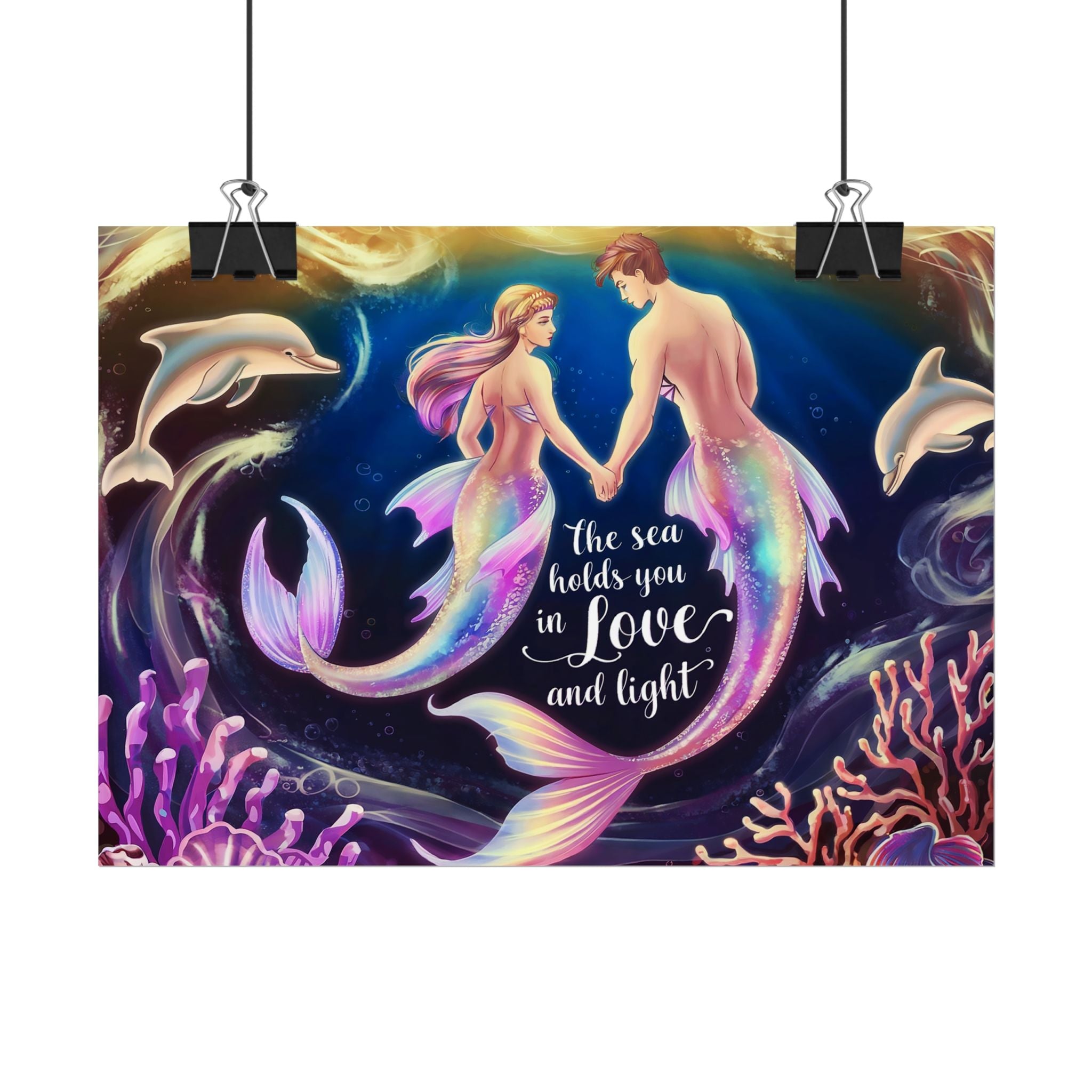 Mermaid Lovers Rolled Poster - Sea Holds You in Love and Light