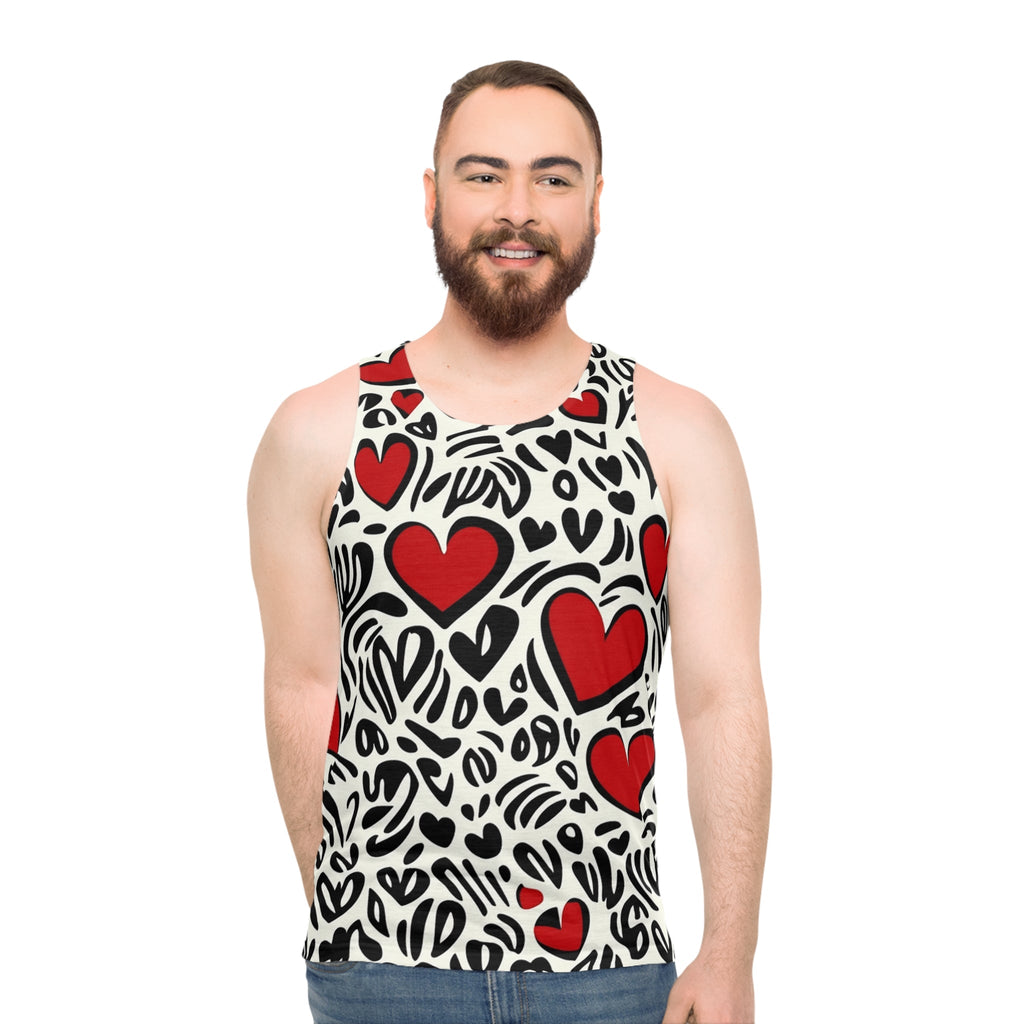 Heart Pattern Unisex Tank Top - Fun & Flirty Summer Style