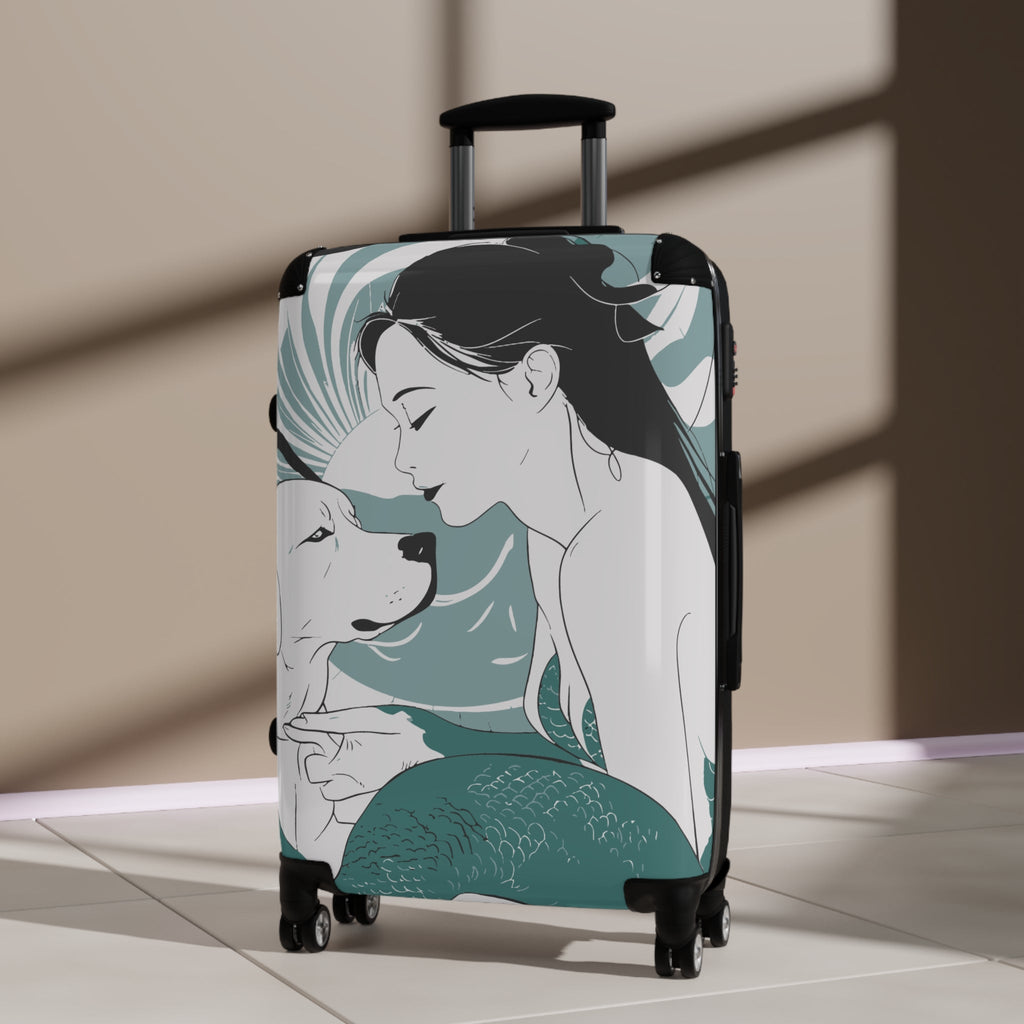 Japanese Mermaid with Dog Design Suitcase