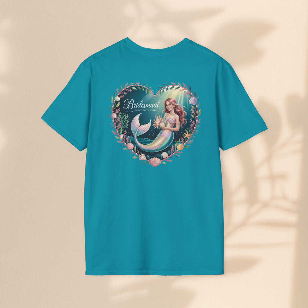 Bridesmaid Mermaid T-Shirt, Softstyle Unisex Tee, Wedding Party Gift, Beach Theme Shirt, Mermaid Lover Apparel, Bridesmaid Gift Idea