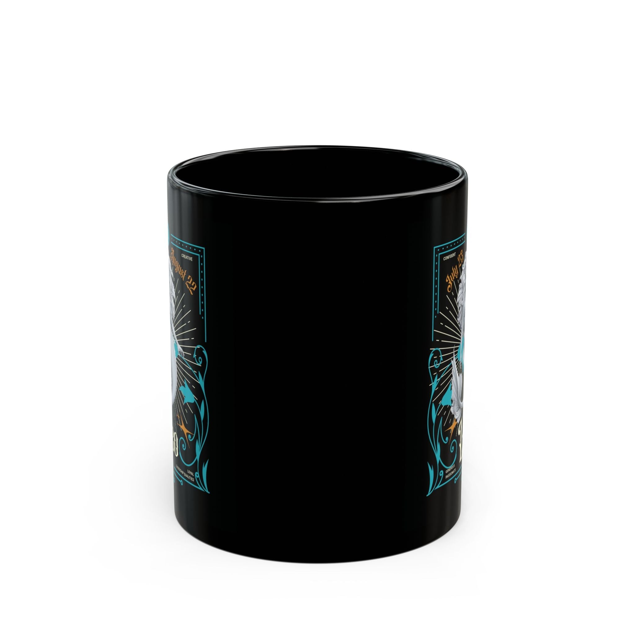 Mermaid Leo Black Mug – 11oz & 15oz Zodiac Gift