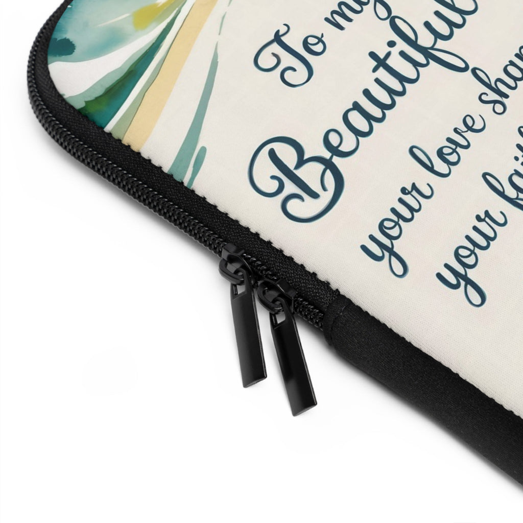 Beautiful Mother Laptop Sleeve - Inspirational Gift for Mom, Beach Design, Protective Case