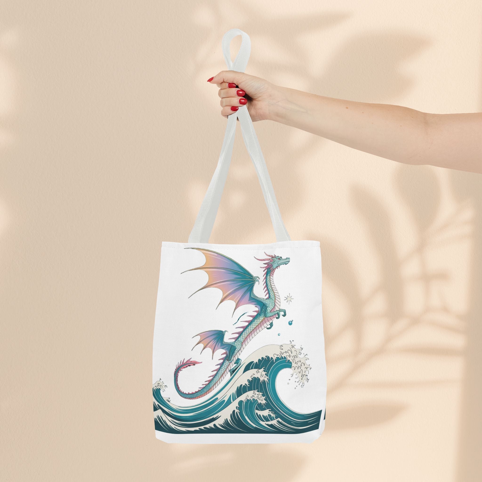 Dragons and Waves Tote Bag, Dragon Lovers Gift