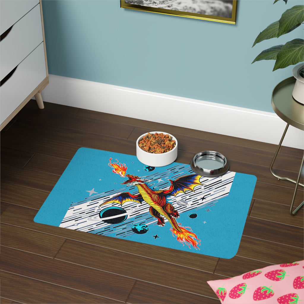 Galaxy Dragon Pet Food Mat | Non-Slip Feeding Mat