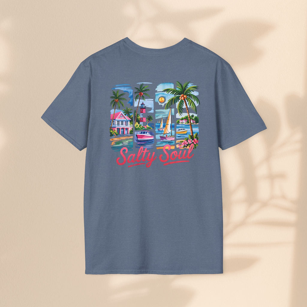Brush Stroke Salty Soul Unisex Softstyle T-Shirt - Tropical Vibe Tee for Beach Lovers