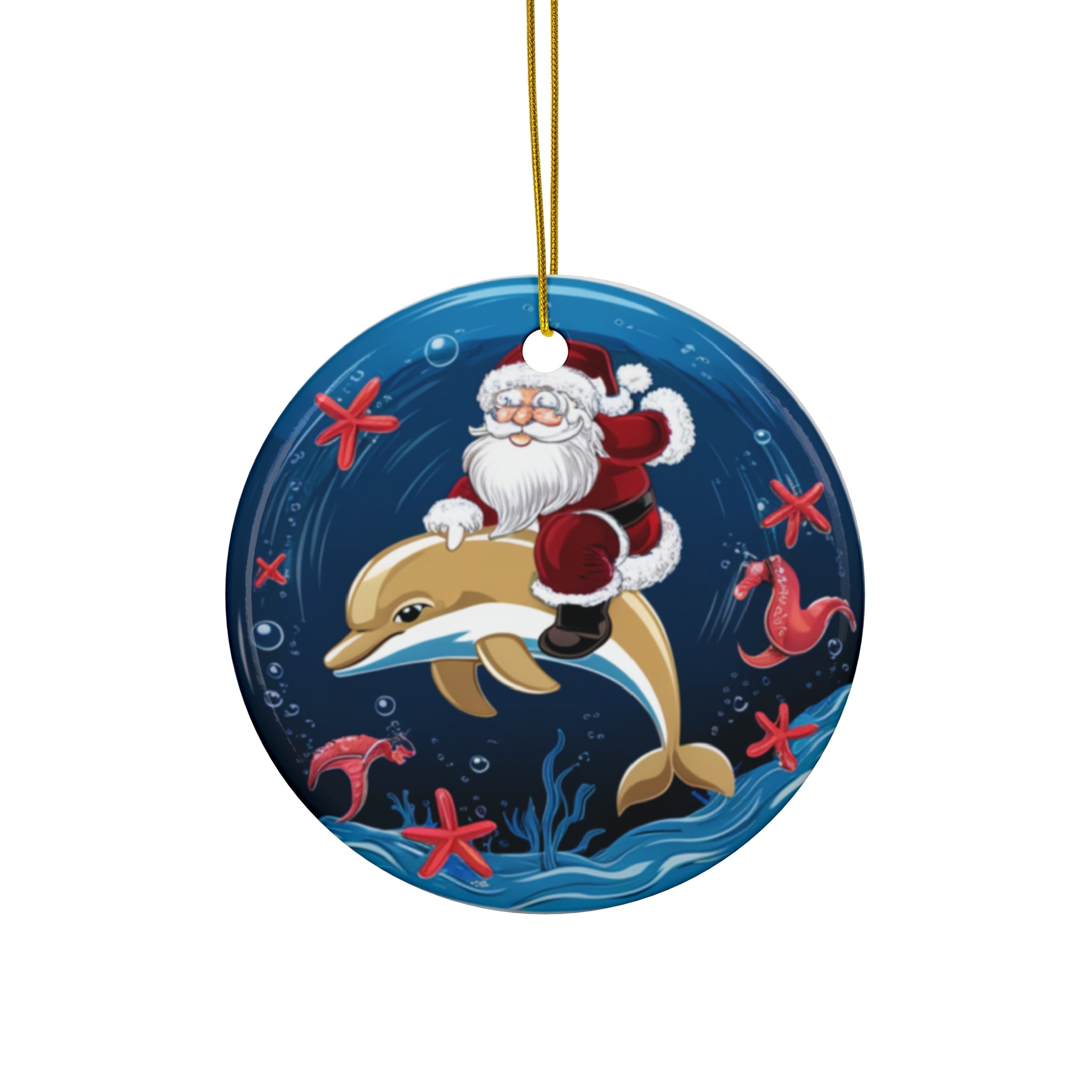 Ceramic Ornament - Santa on Dolphin