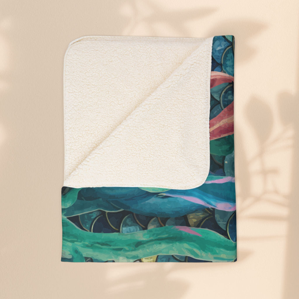 Fleece Sherpa Blanket - Mermaid Scale Party