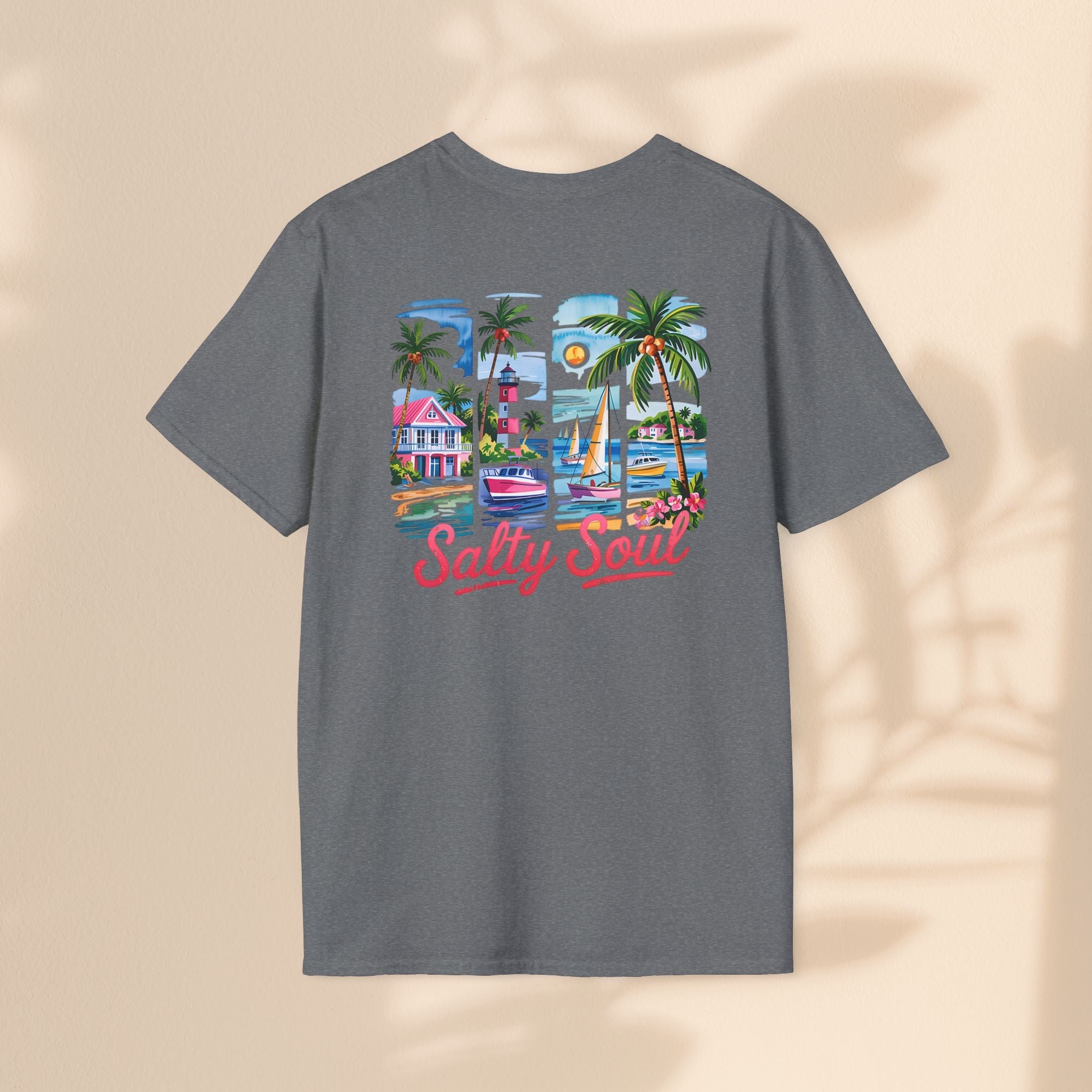 Brush Stroke Salty Soul Unisex Softstyle T-Shirt - Tropical Vibe Tee for Beach Lovers