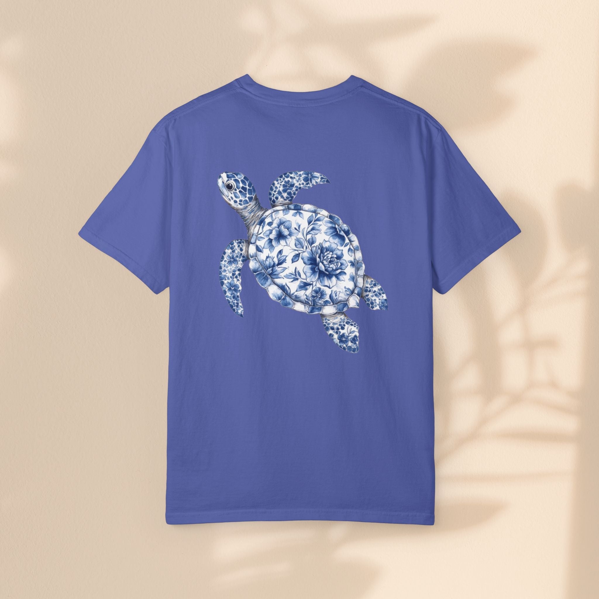 Blue Toile Turtle Unisex T-Shirt - Eco-Friendly Summer Style