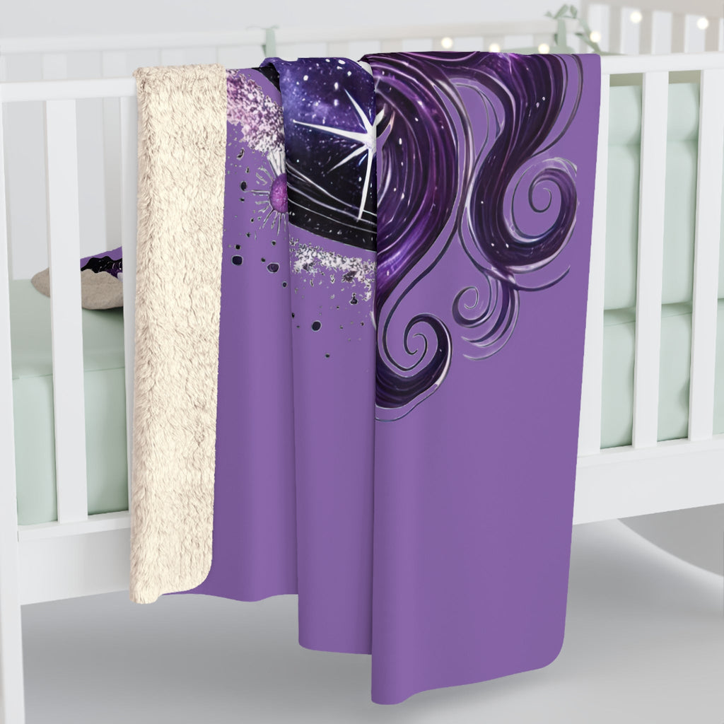 Cosmic Moon Sherpa Fleece Blanket – Starry Night Throw & Astrology Gift