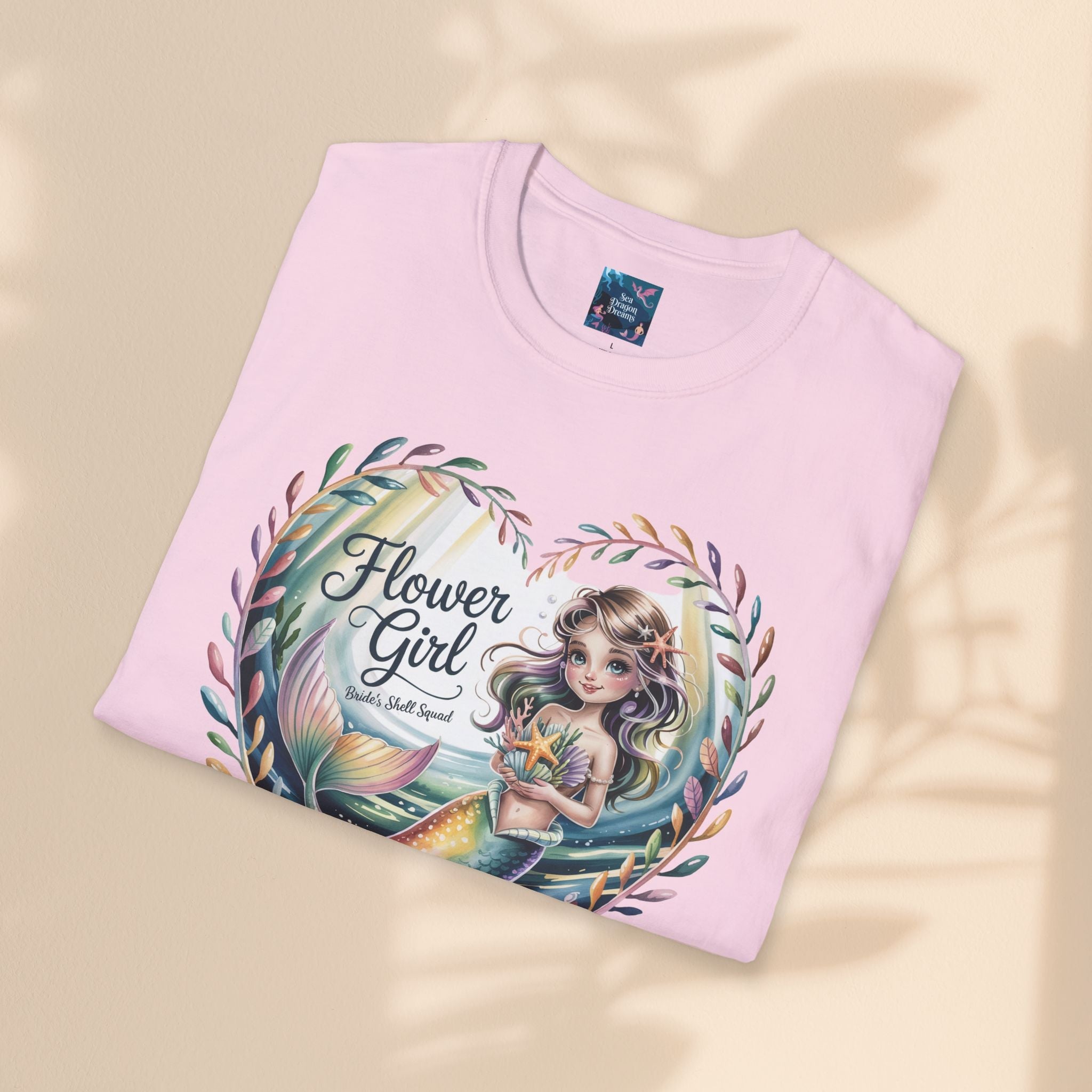 Flower Girl T-Shirt, Cute Flower Girl Apparel, Wedding Gift, Kids Birthday, Girly T-Shirt, Mermaid Design, Special Occasion