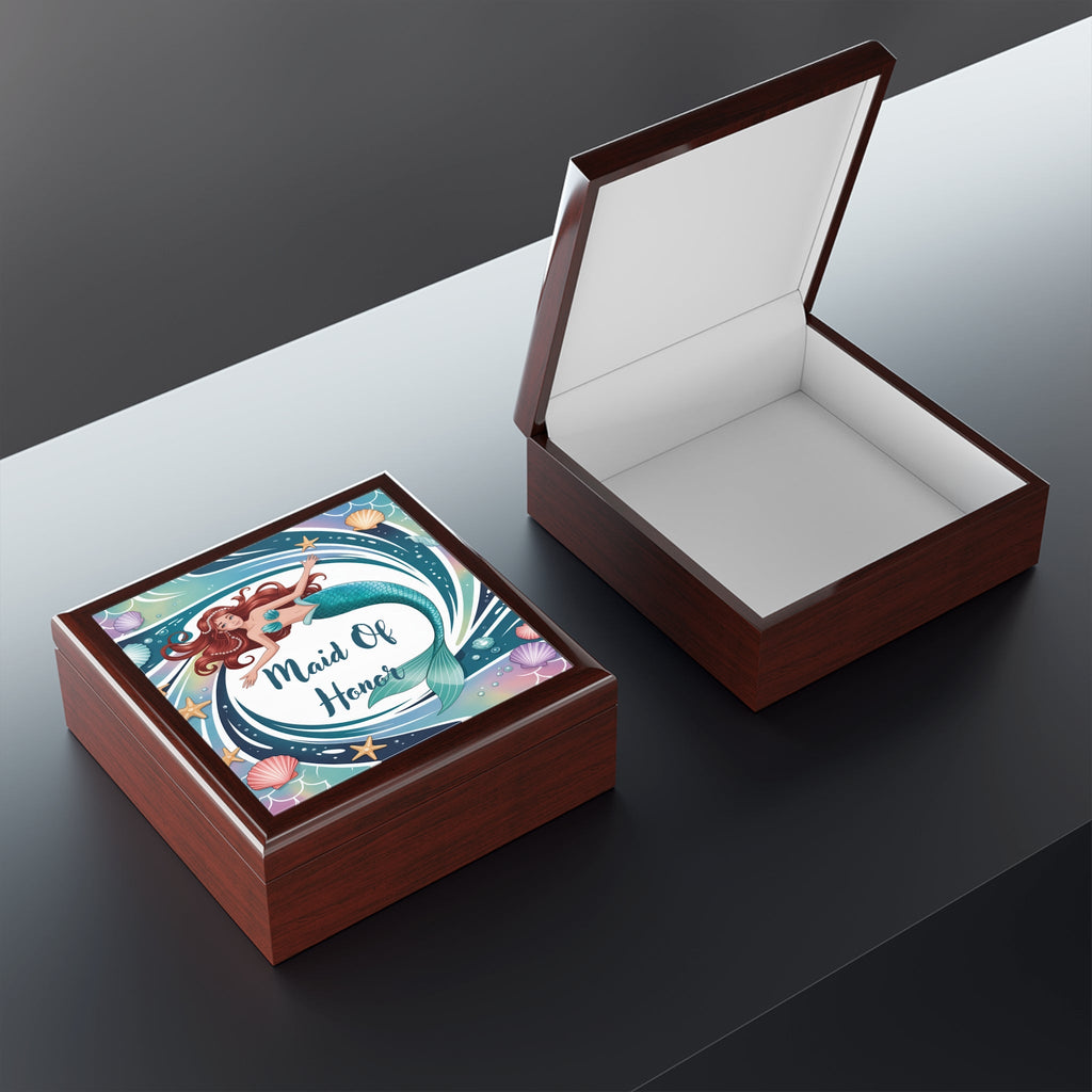 Mermaid Jewelry Box - Maid Of Honor Gift, Wedding Keepsake, Ocean Theme Storage, Bridal Party Jewelry Organizer, Unique Gift Idea