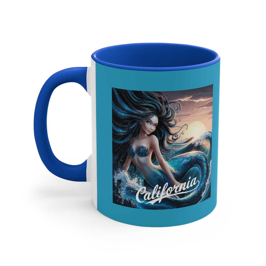 California Mermaid 11oz Accent Mug – Beach Lover Gift