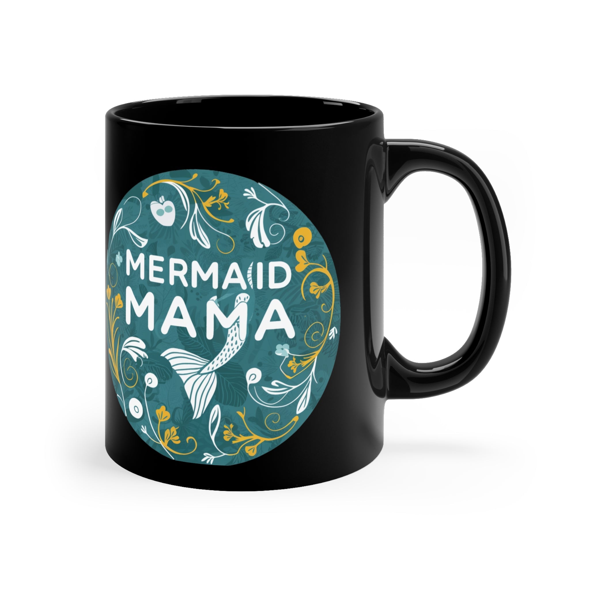 Mermaid Mama Black Coffee Mug – 11oz Ocean Gift
