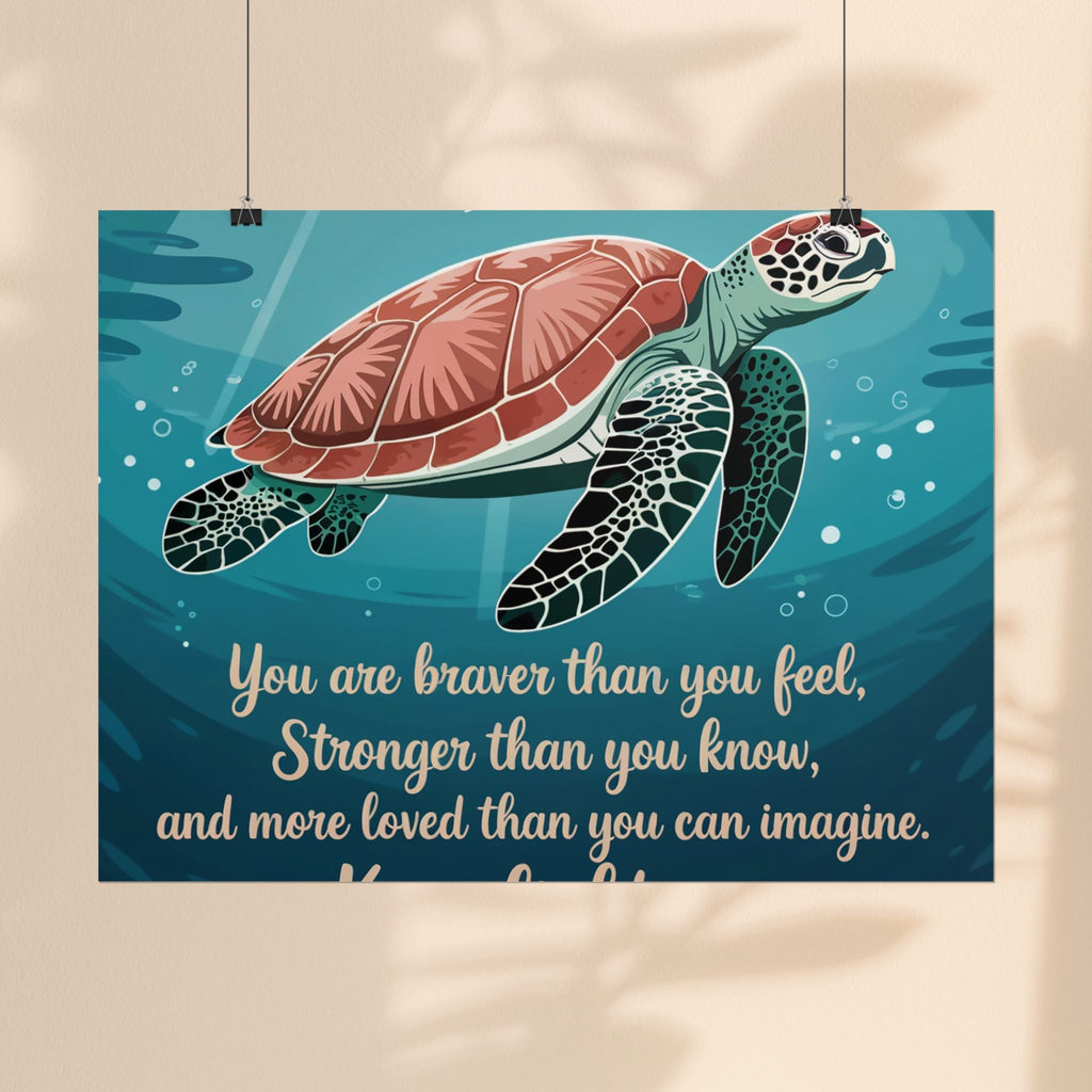 Inspirational Sea Turtle Rolled Poster - Keep Fighting, We're With You