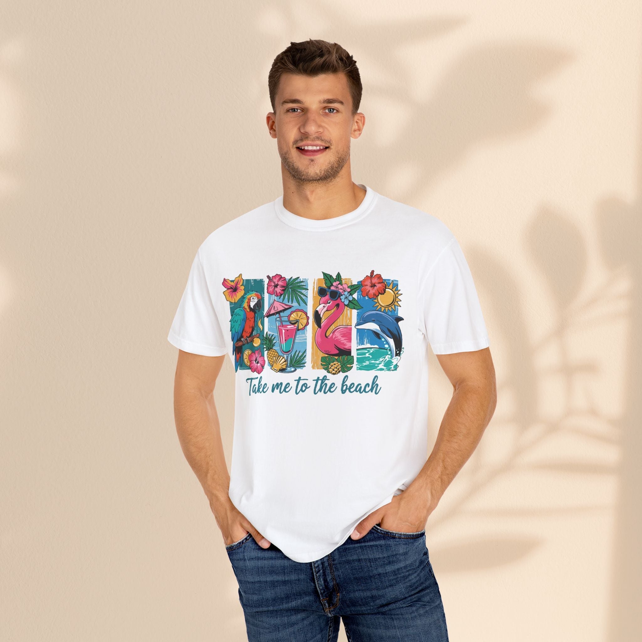 Brush Stroke art - Take Me to the Beach Unisex Garment-Dyed T-Shirt