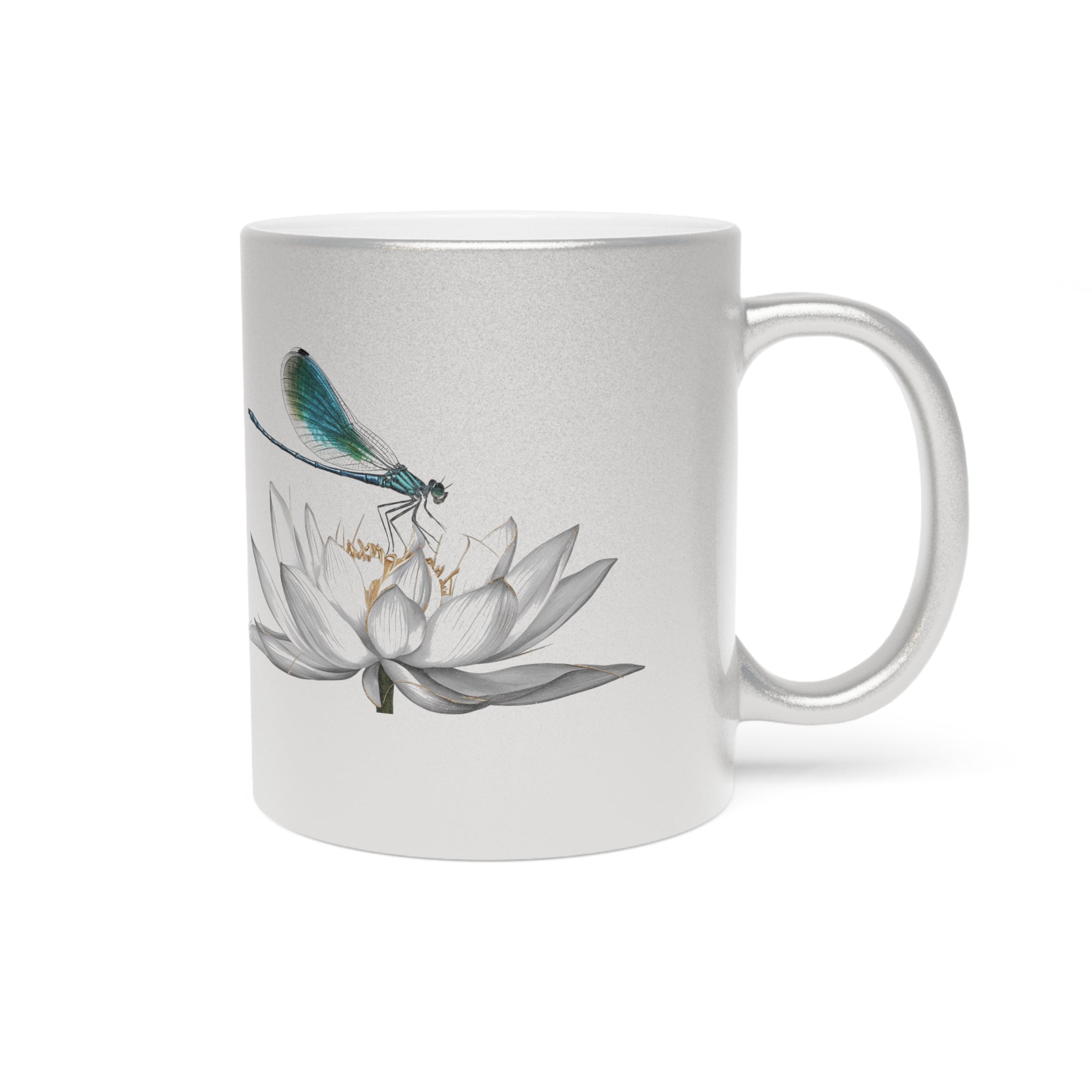 Dragonfly Metallic Mug – Silver or Gold Gift Cup
