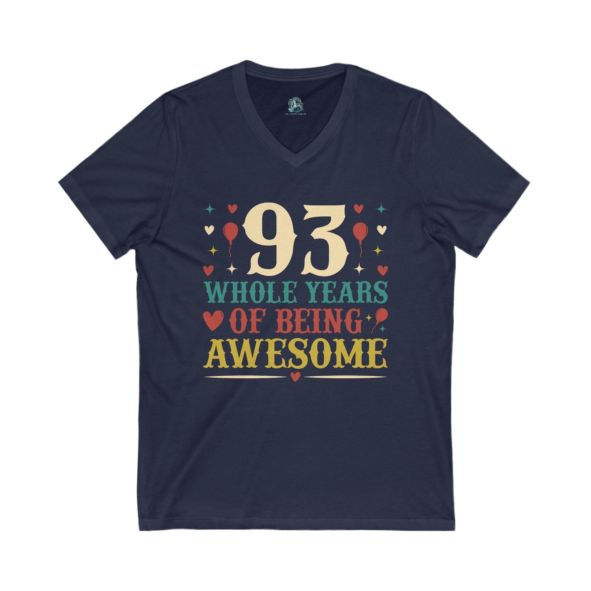 93rd Birthday Celebration Unisex V-Neck Tee, Birthday Gift, Milestone Birthday, Party Apparel, Fun Celebration Shirt