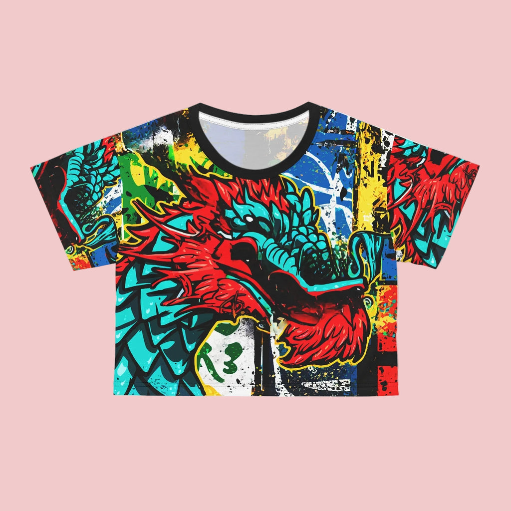 Colorful Street Dragon Graphic Crop Tee