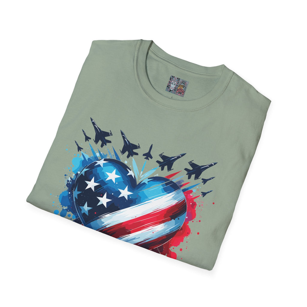 Patriotic Heart Unisex Softstyle T-Shirt - Perfect for Independence Day