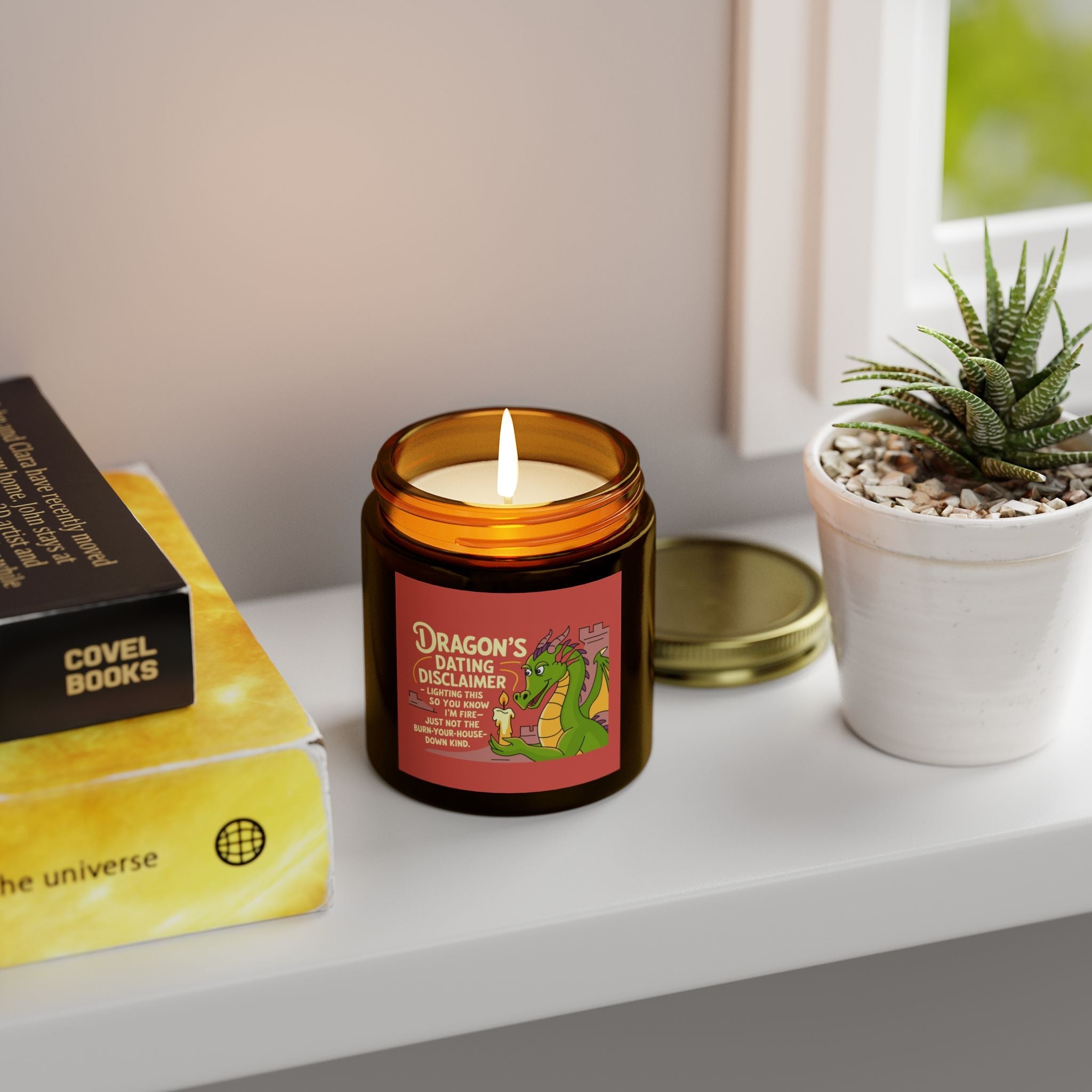 Dragon Dating Disclaimer Scented Candles, Coconut Apricot Wax (4oz, 9oz)