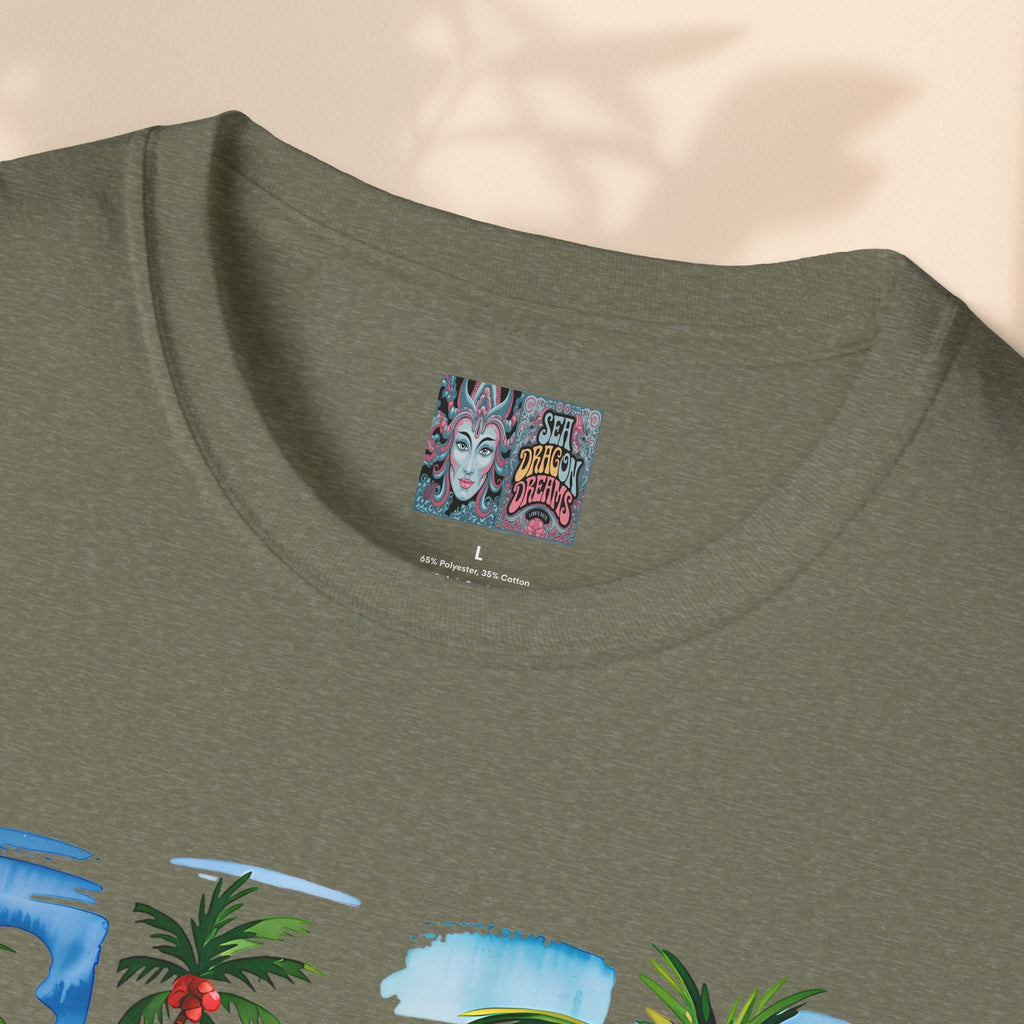 Brush Stroke Salty Soul Unisex Softstyle T-Shirt - Tropical Vibe Tee for Beach Lovers