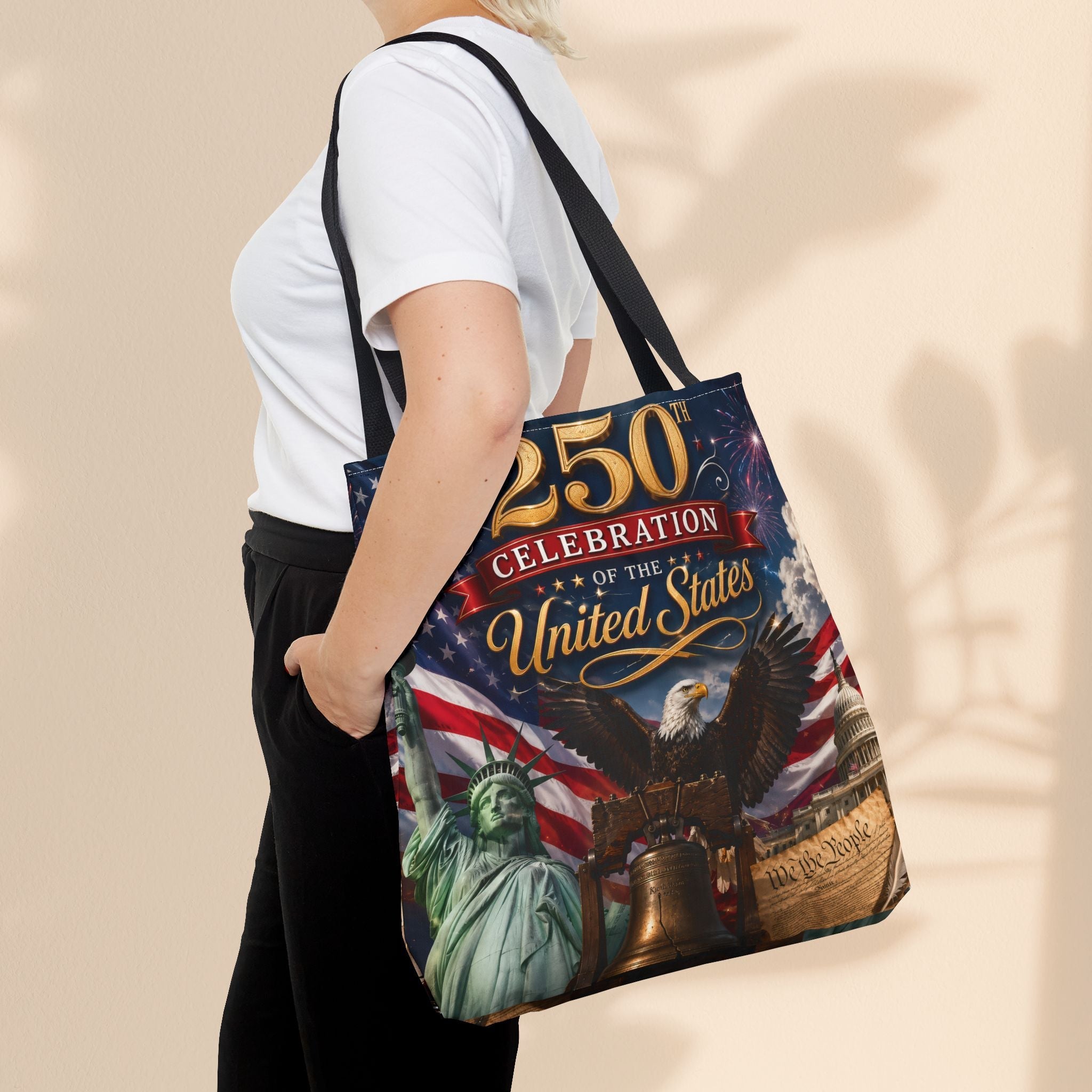 Patriotic American Flag & Eagle Tote Bag — 250th United States Celebration