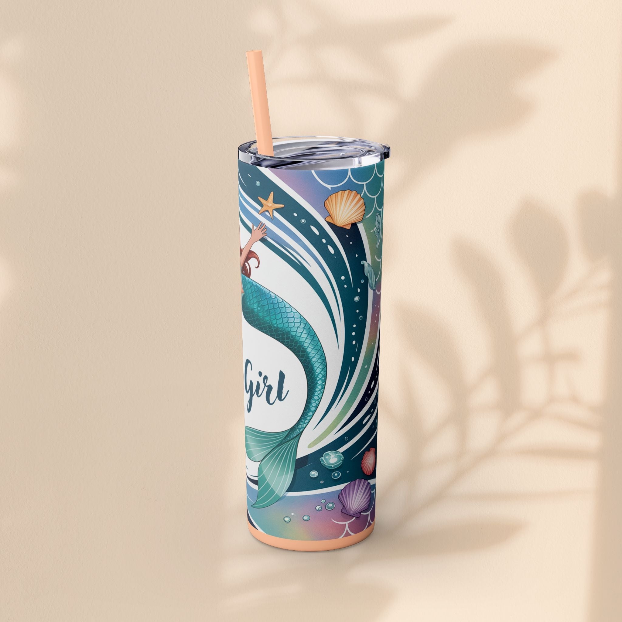 Mermaid Skinny Tumbler, Perfect for Flower Girls, Beach Days, Bachelorette Parties, Travel Mugs, Gift for Ocean Lovers