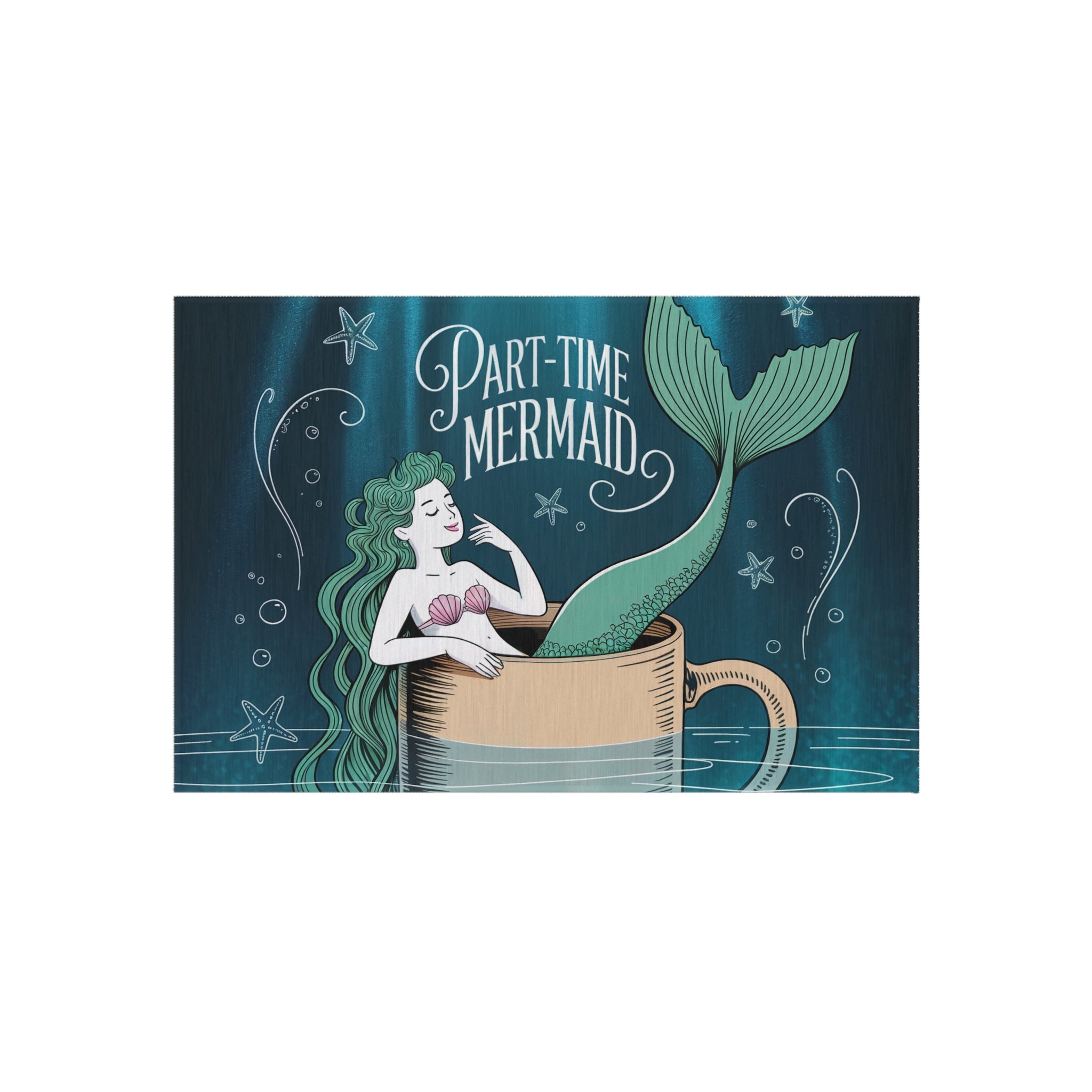 Outdoor Rug - Part-Time Mermaid Coastal Decor Beach House Mat