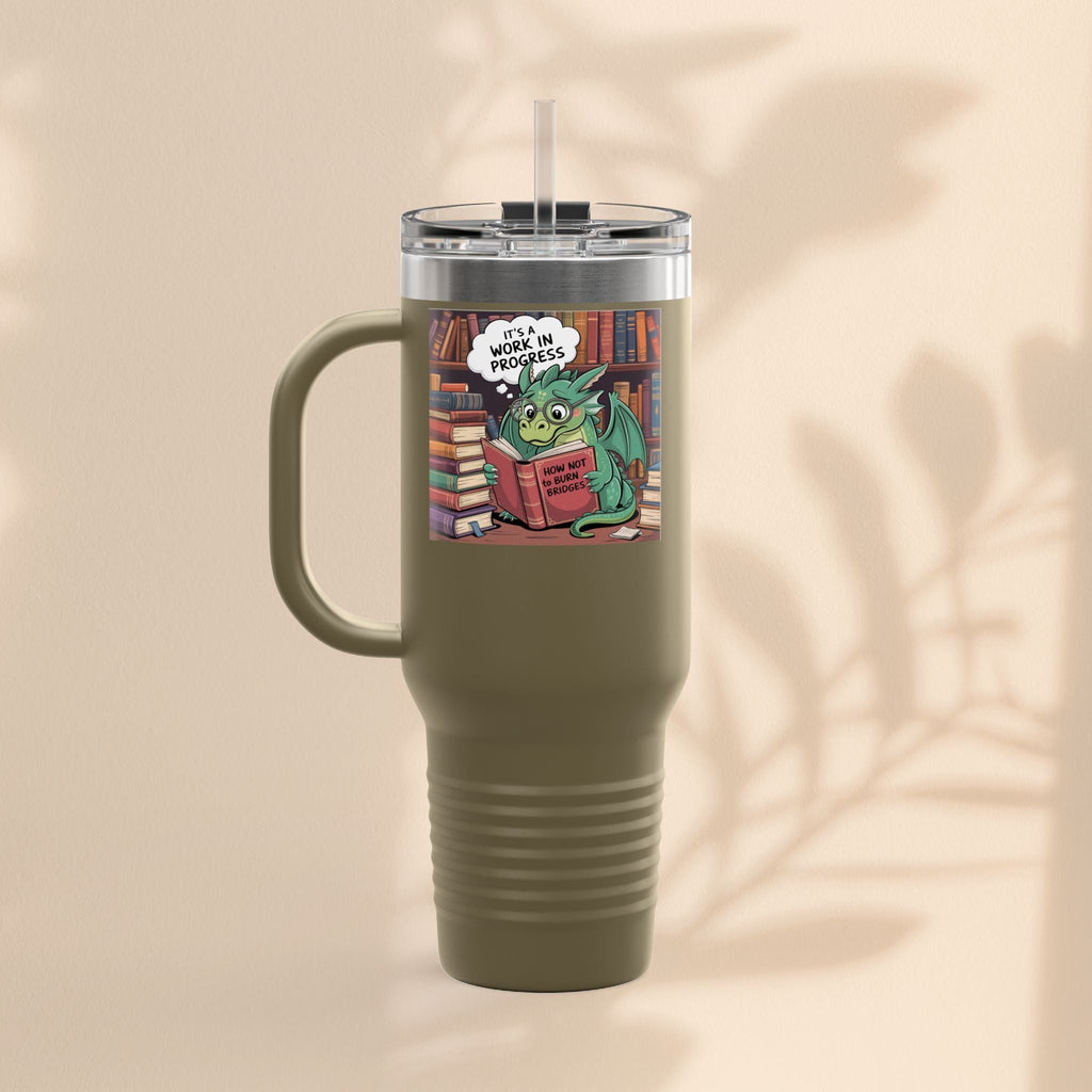 Colorful Insulated Travel Mug, 40oz | How Not To Burn Bridges - It's A Work In Progress - Perfect for Book Lovers, Gifts for Readers