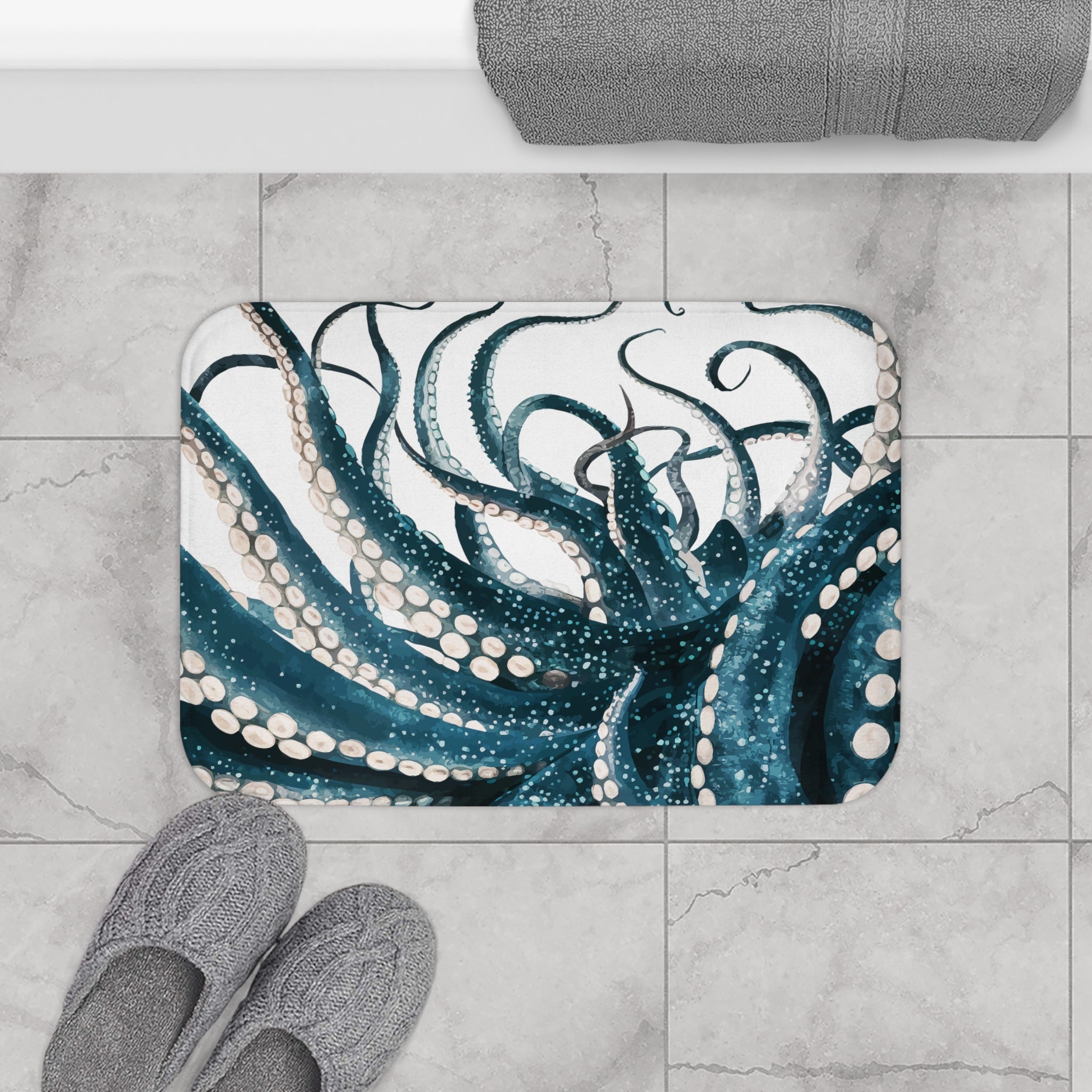 Ocean-Inspired Octopus Bath Mat - Nautical Home Decor