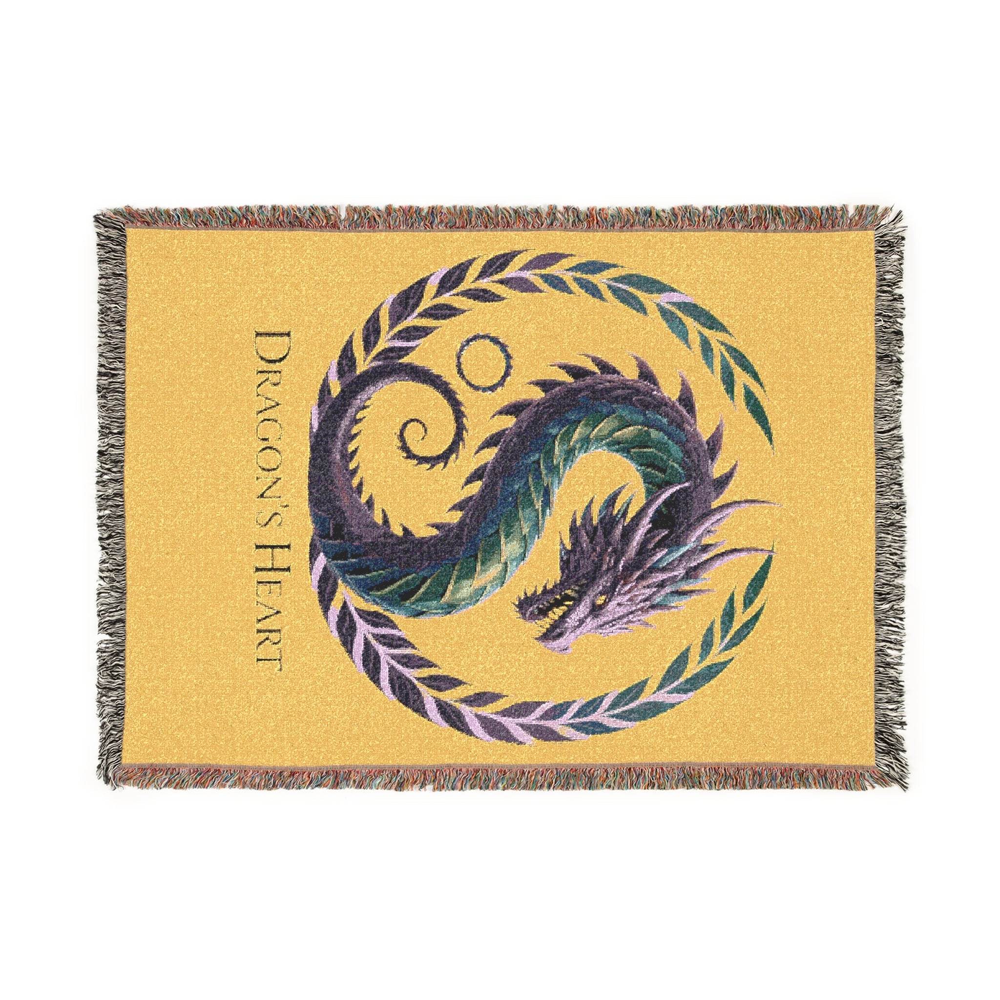 Dragon Heart Woven Blanket – Cozy Throw, Unique Wall Tapestry & Gift for Fantasy Lovers