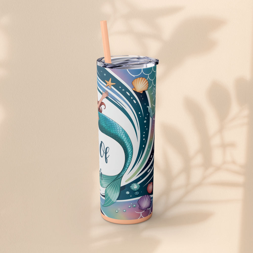 Mermaid Maid of Honor Tumbler, Personalized Gift, Bridal Party Favor, Wedding, Beach Themed Drinkware, 20oz Skinny Cup