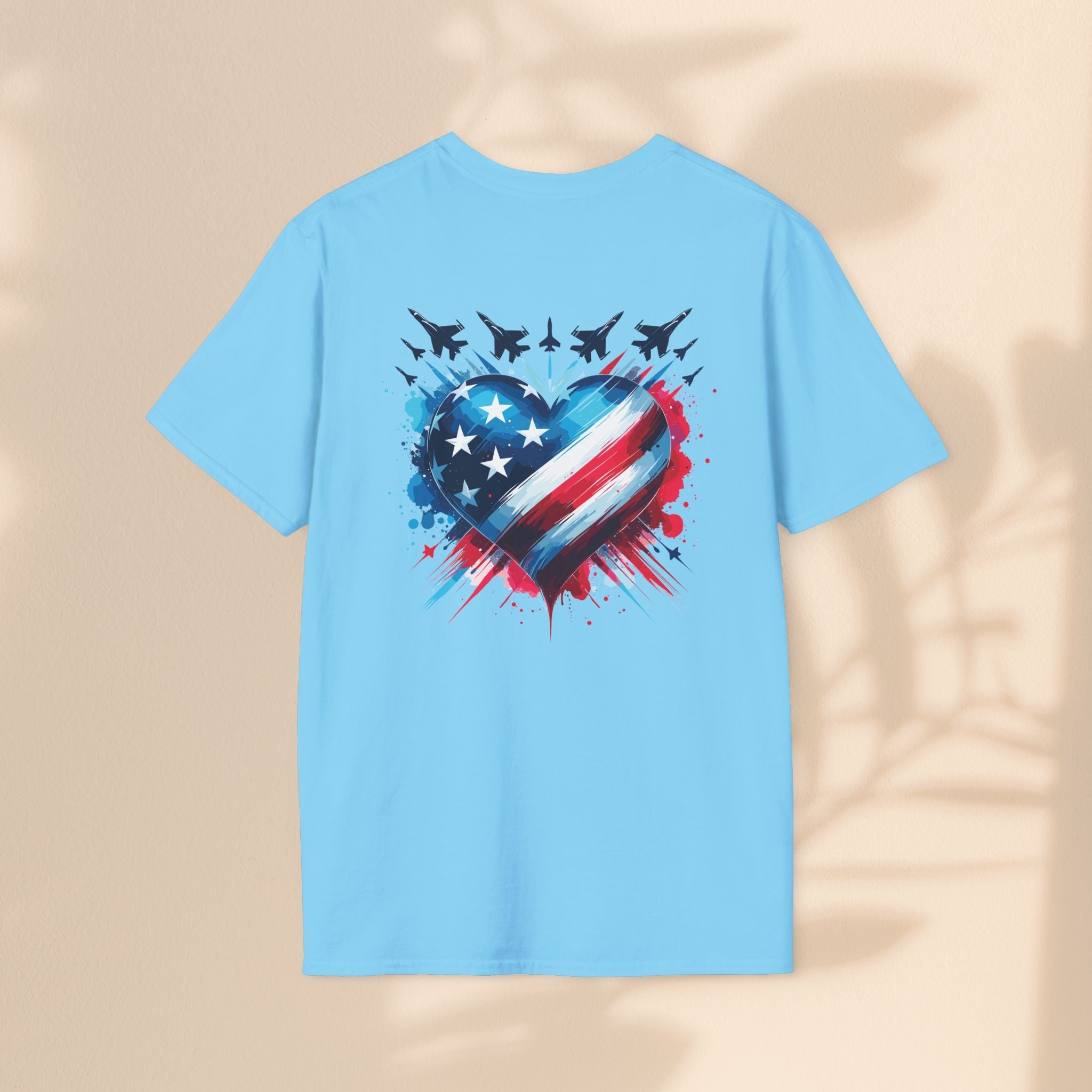 Patriotic Heart Unisex Softstyle T-Shirt - Perfect for Independence Day