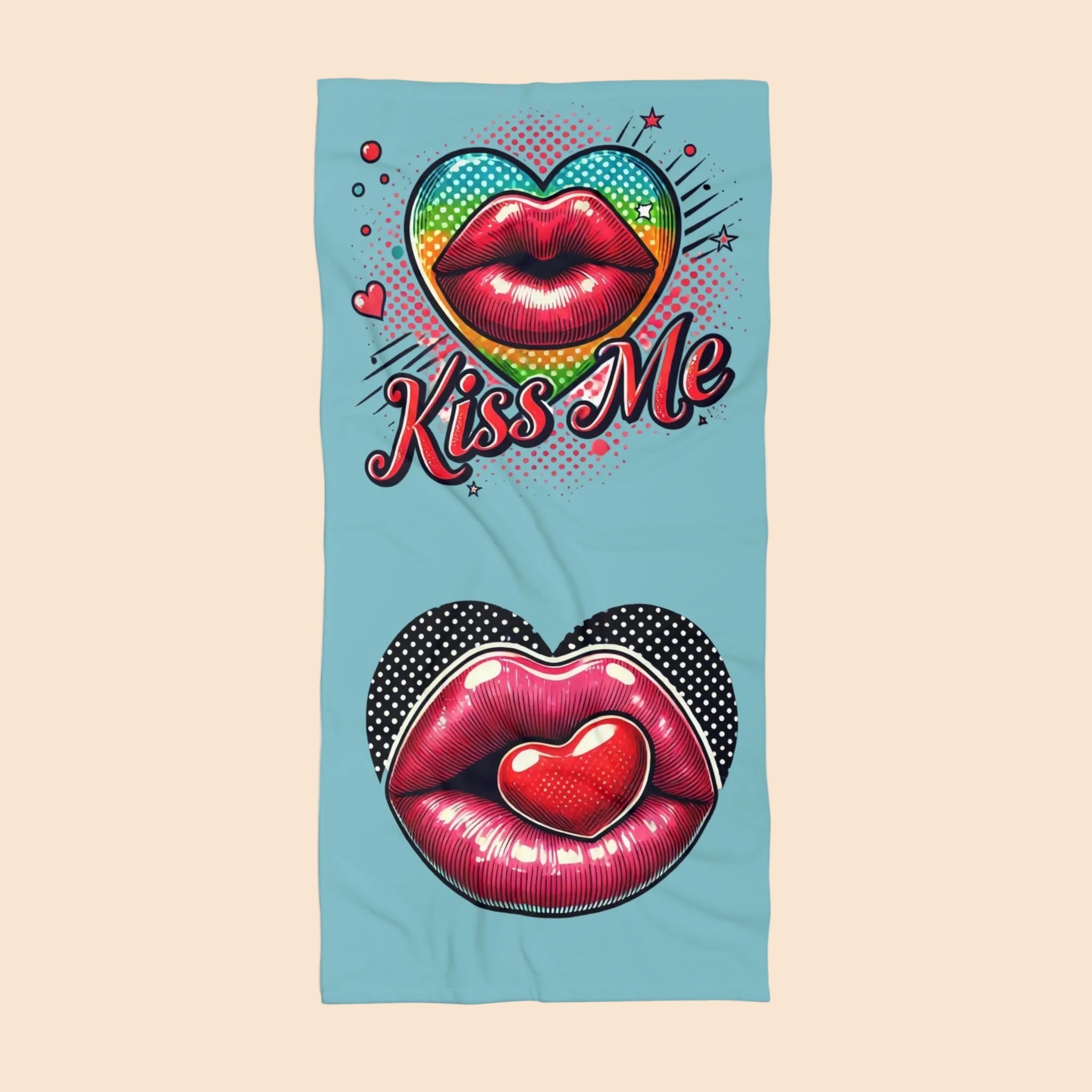 Colorful Kiss Me Beach Towel
