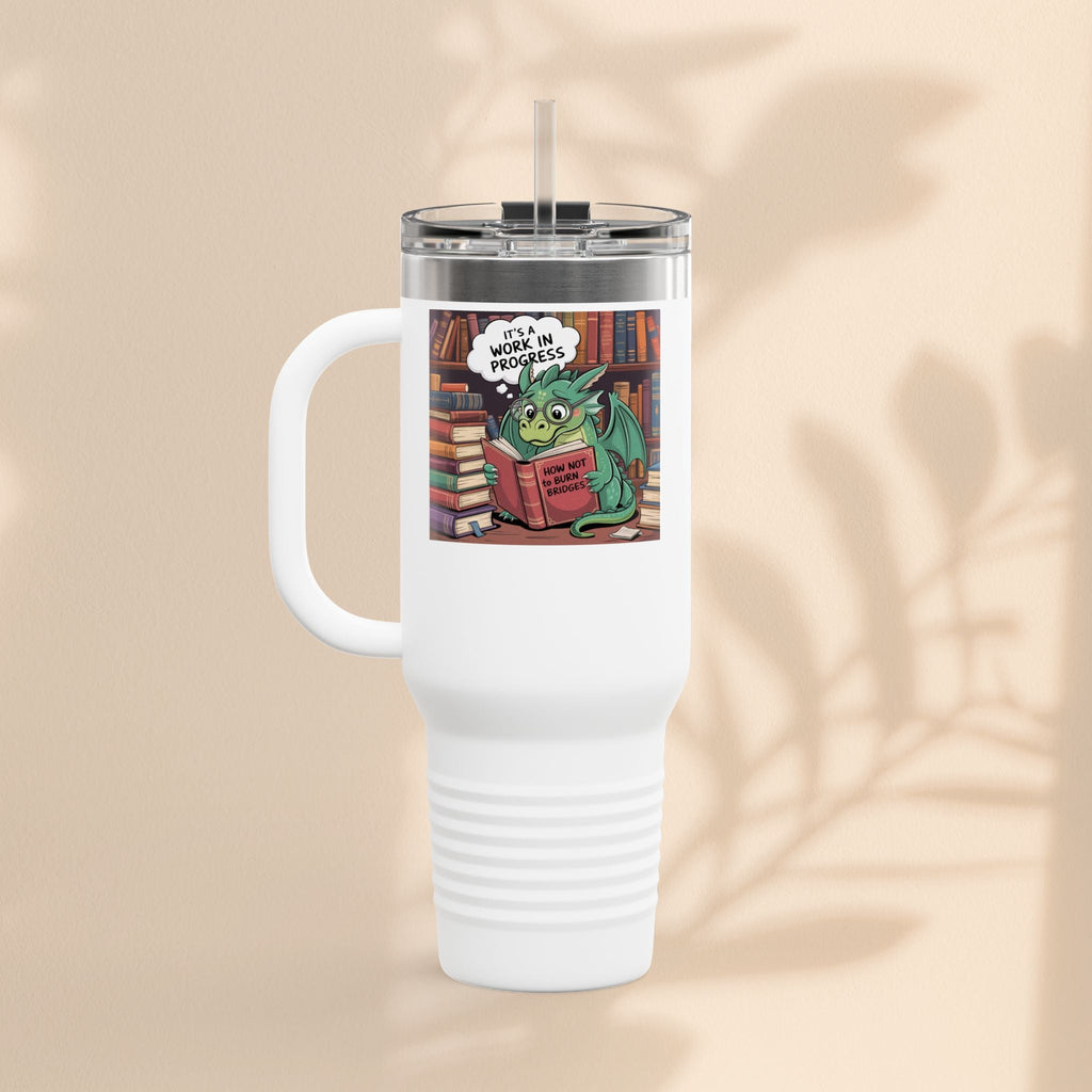 Colorful Insulated Travel Mug, 40oz | How Not To Burn Bridges - It's A Work In Progress - Perfect for Book Lovers, Gifts for Readers