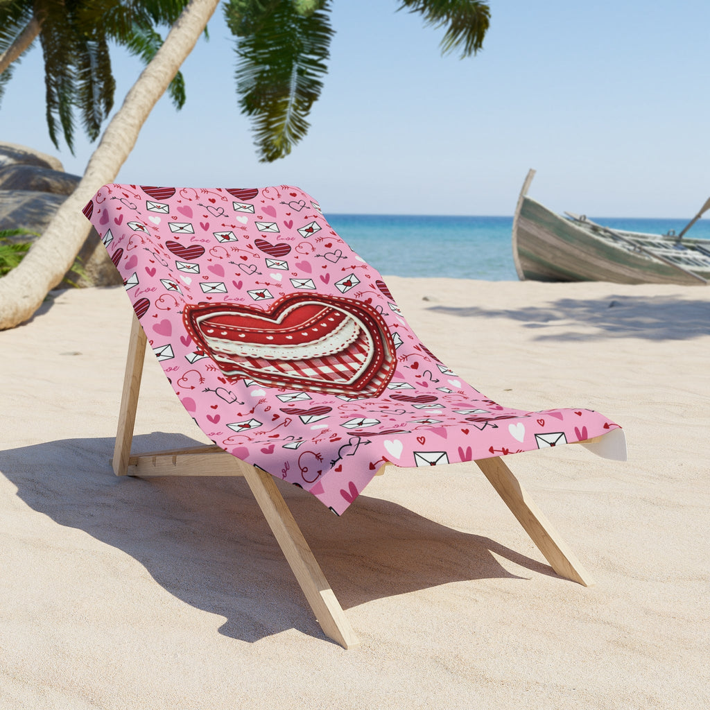 Heartfelt Pink Beach Towel