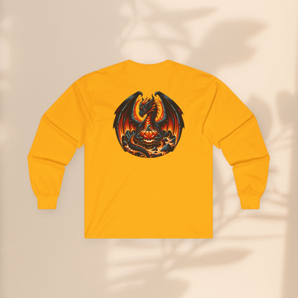 Dragon Emblem Unisex Long Sleeve Tee – Casual Fantasy Graphic Shirt for Halloween & Geek Culture