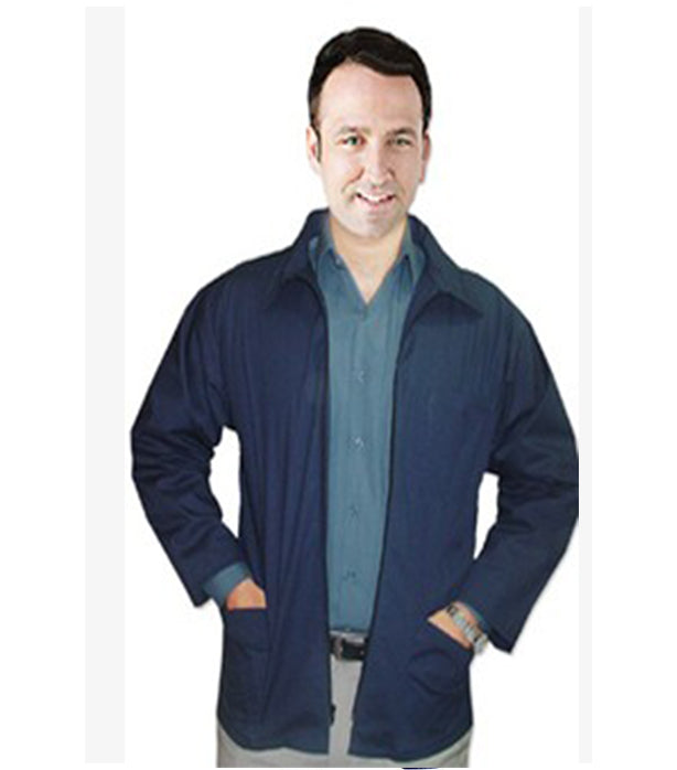 Poplin fabric Barber jacket with collar 3 pocket with zipper full sleeve