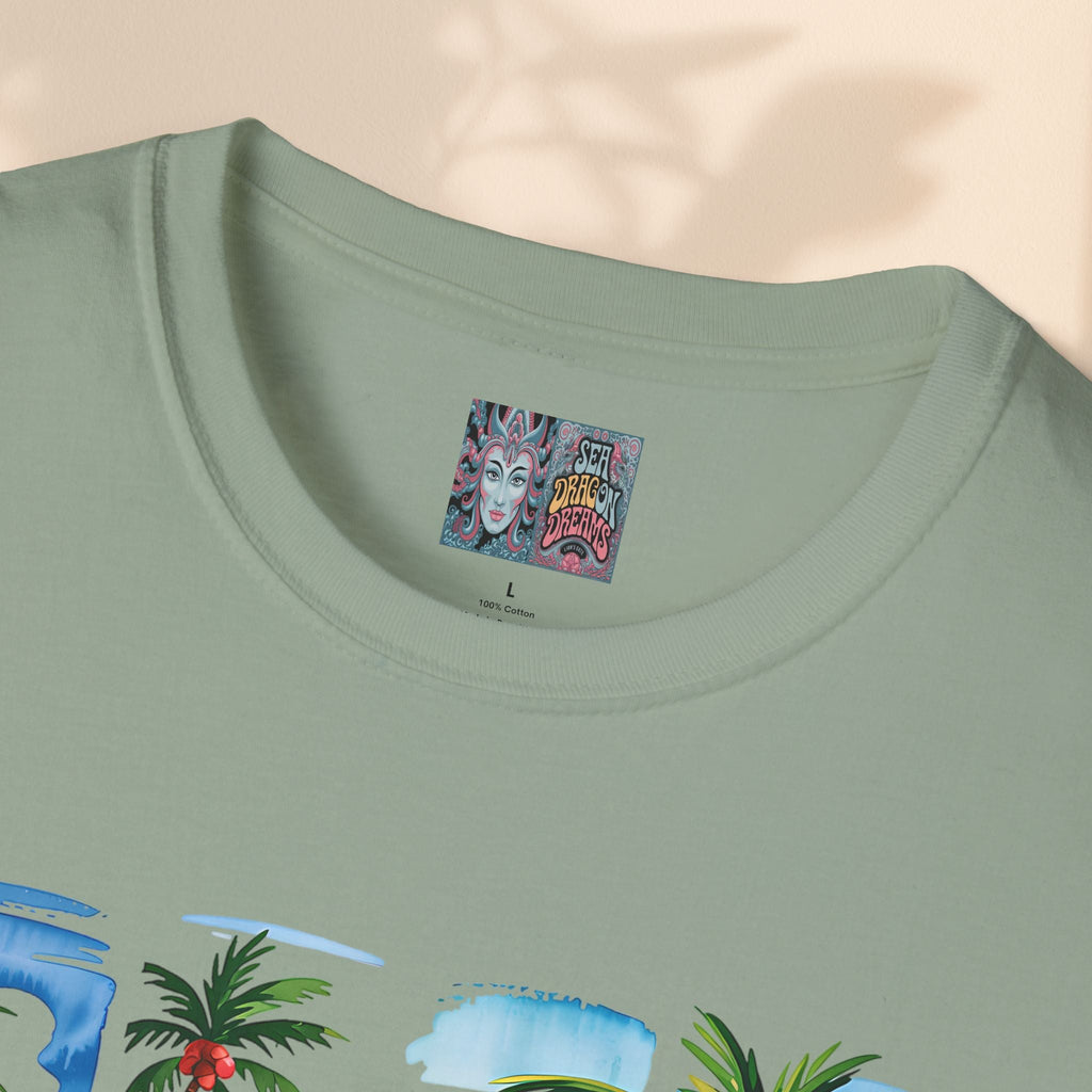Brush Stroke Salty Soul Unisex Softstyle T-Shirt - Tropical Vibe Tee for Beach Lovers