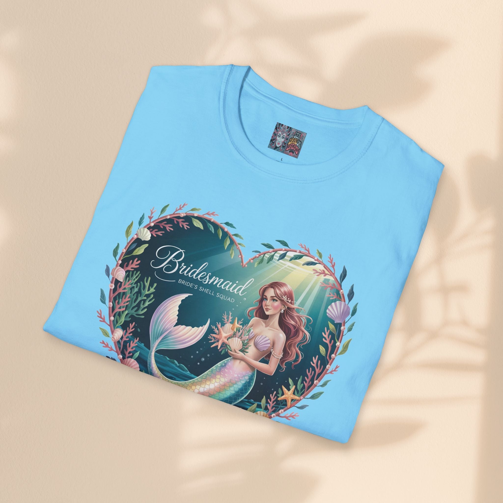 Bridesmaid Mermaid T-Shirt, Softstyle Unisex Tee, Wedding Party Gift, Beach Theme Shirt, Mermaid Lover Apparel, Bridesmaid Gift Idea