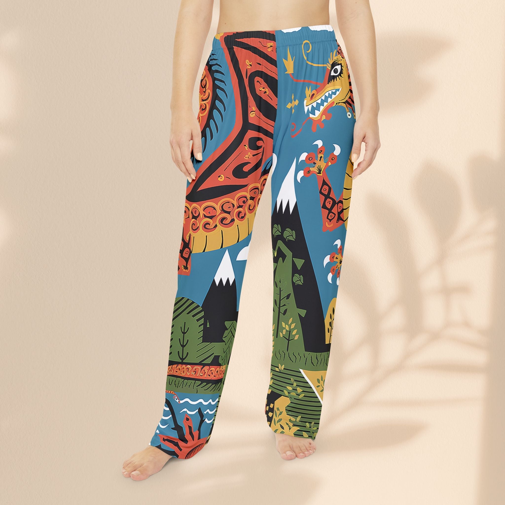 Dragon Print Pajama Pants - Mexican Style