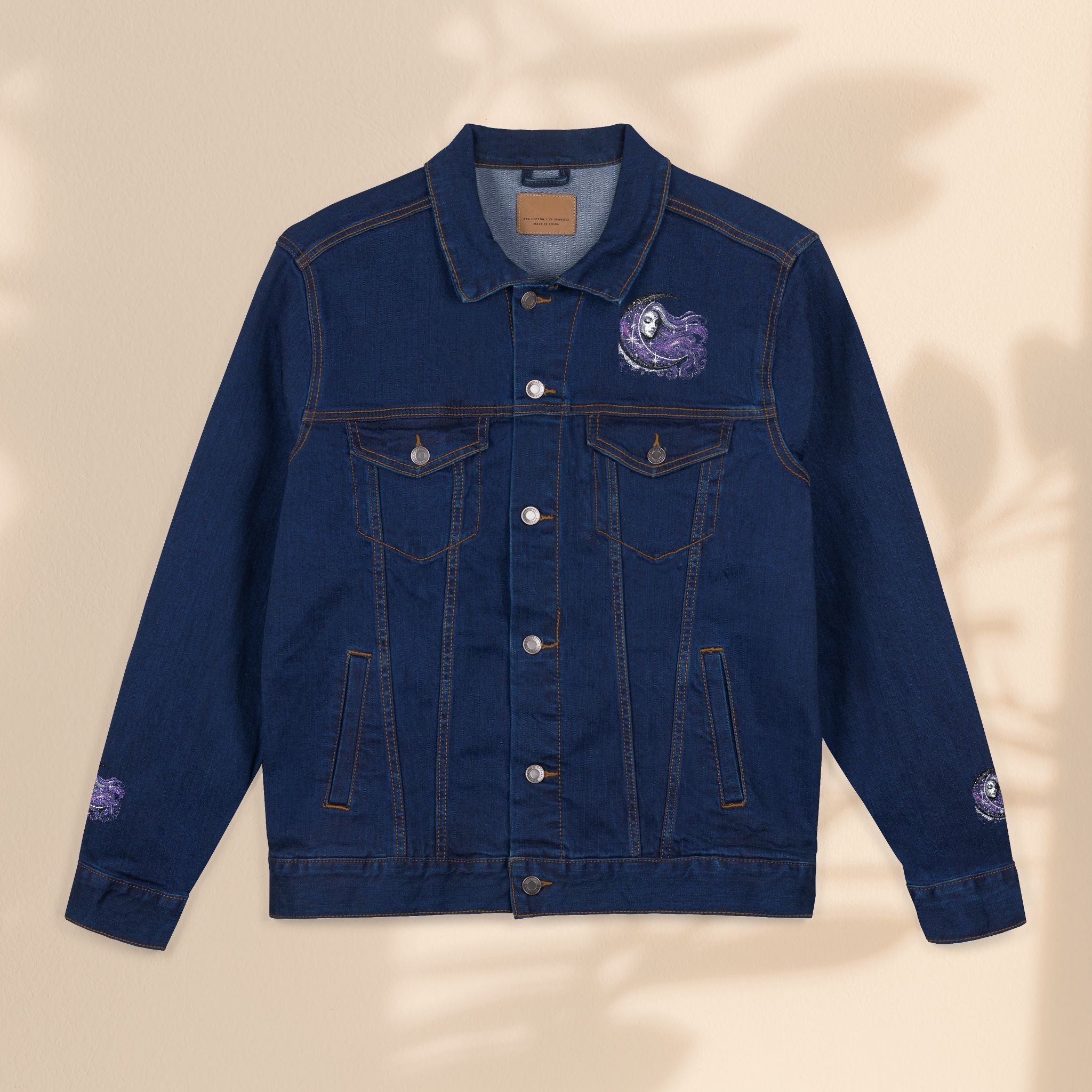 Moon Goddess Bohemian Embroidered Denim Jacket