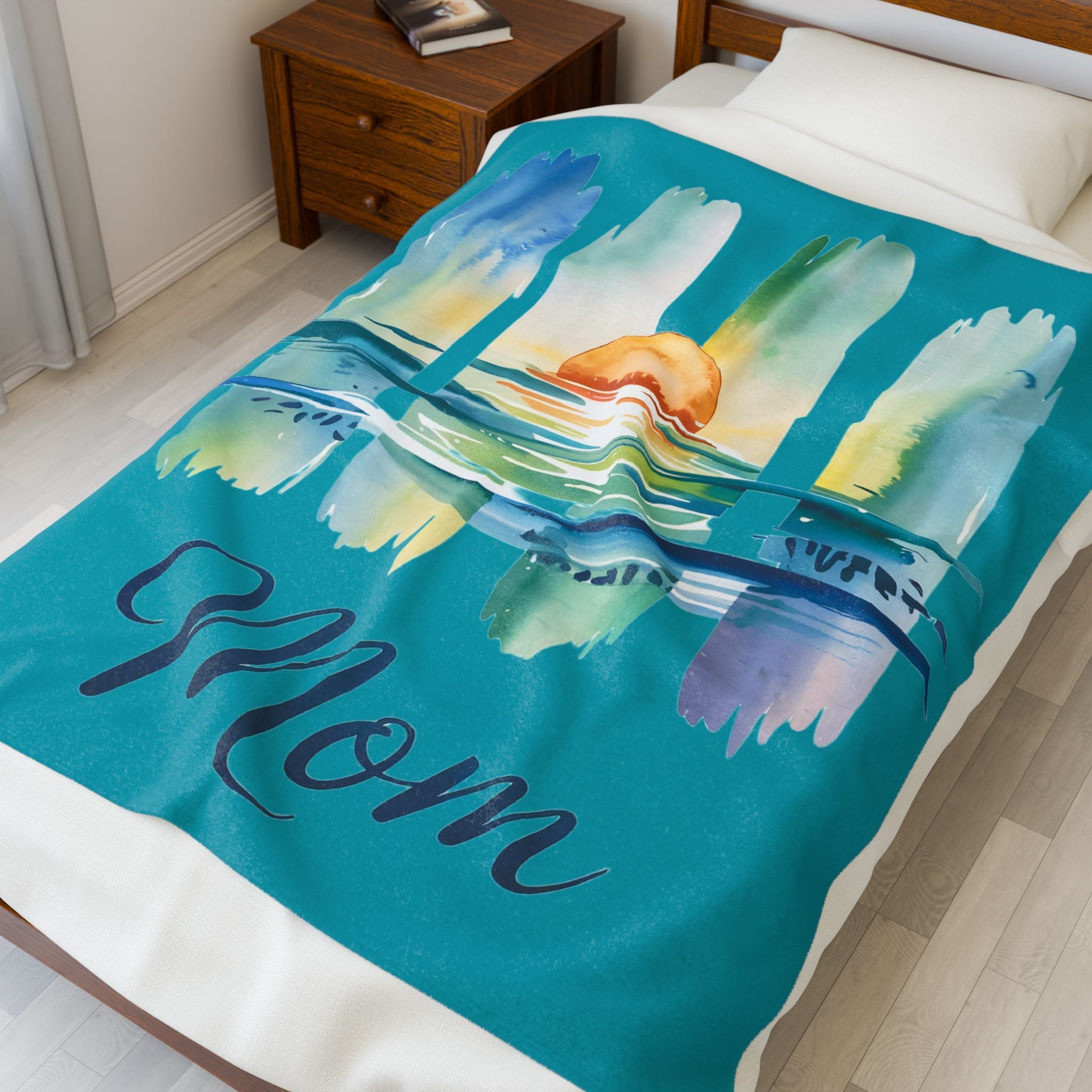 Ocean Loving Mom Velveteen Plush Blanket – A Hug from the Sea