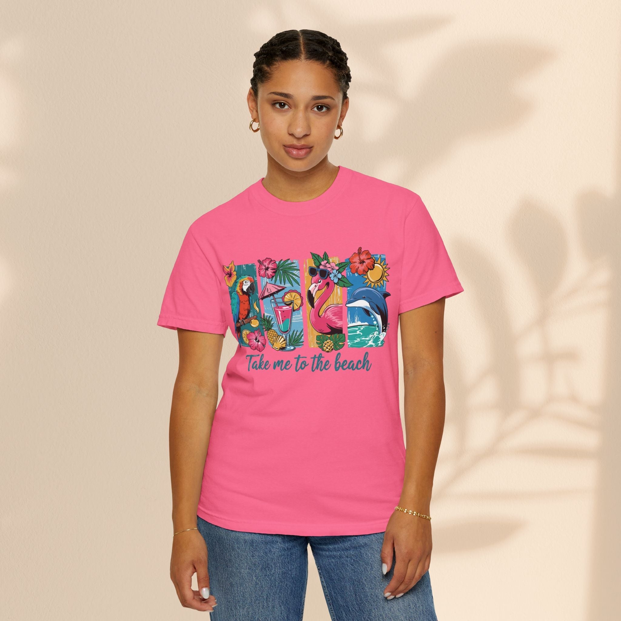 Brush Stroke art - Take Me to the Beach Unisex Garment-Dyed T-Shirt